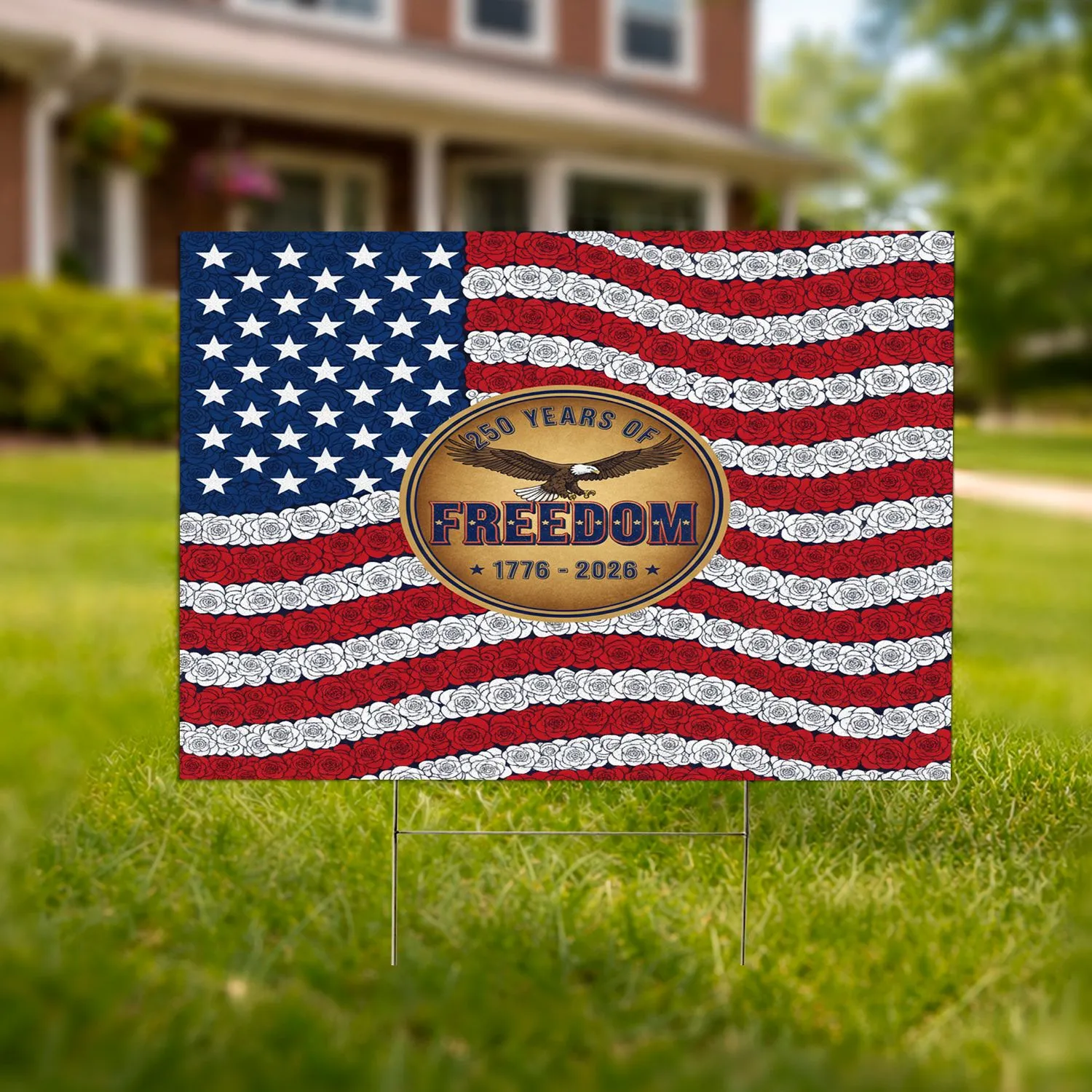 Bald Eagle American Flag 1776-2026 - USA 250th Anniversary Independence Day Gift for Veterans Yard Sign - 1