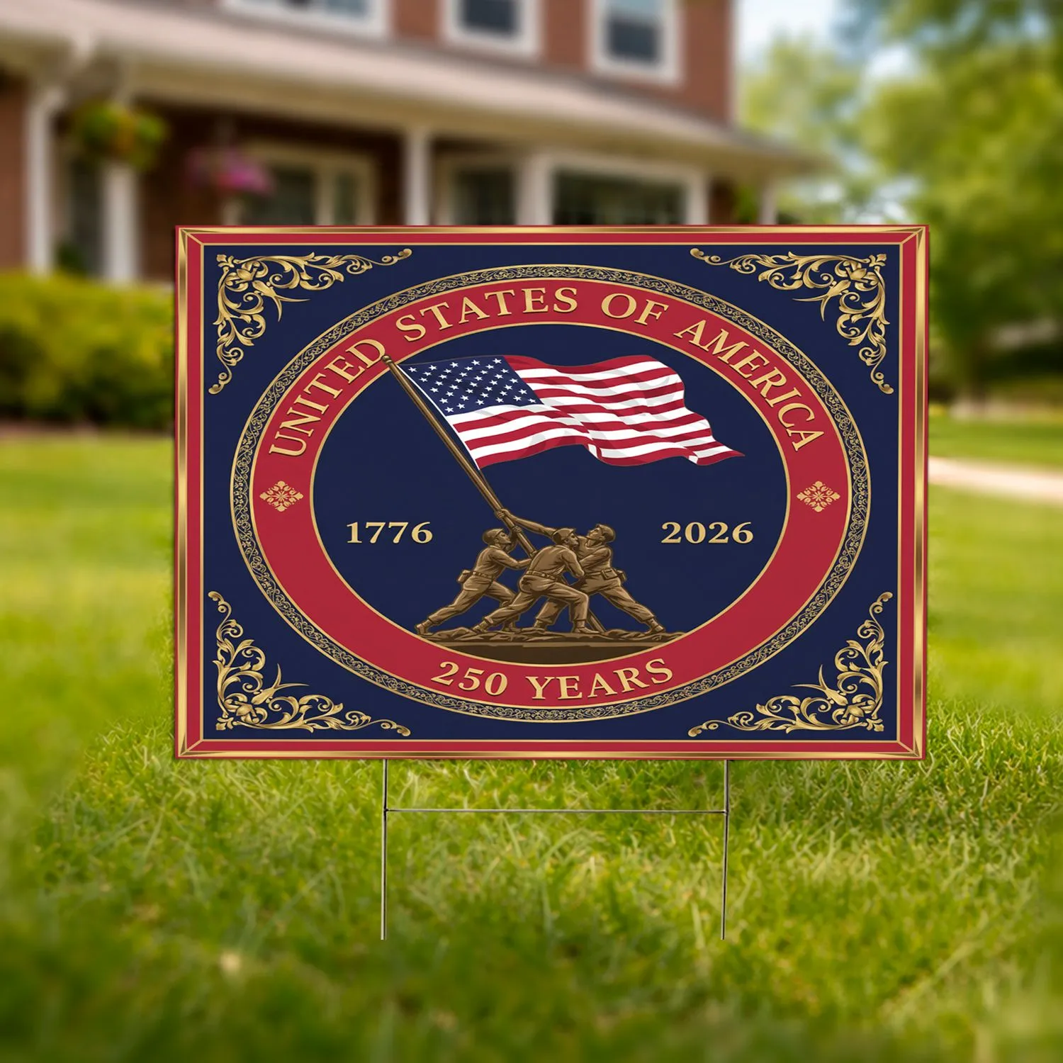 Iwo Jima Flag Raising American Flag 1776-2026 - USA 250th Anniversary for Veterans Yard Sign - 1