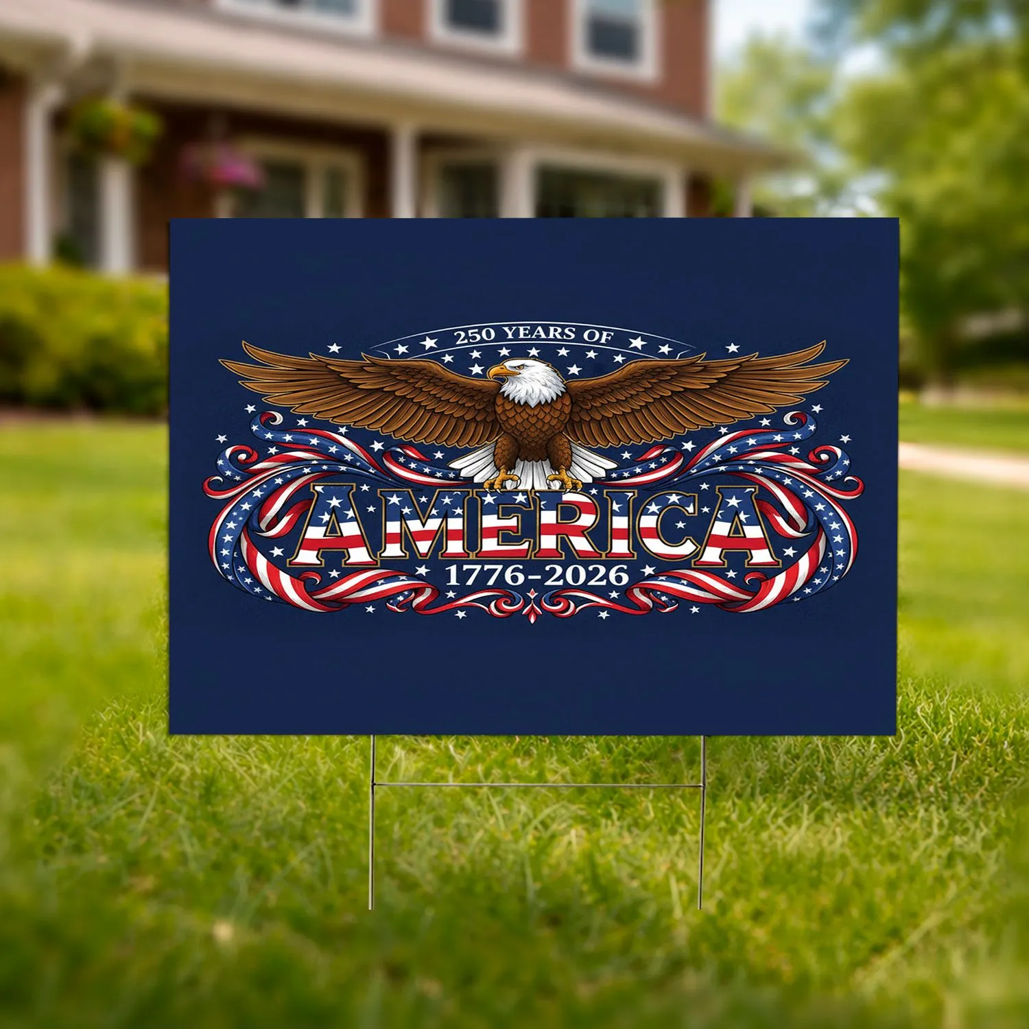 Bald Eagle American Flag 1776-2026 - USA 250th Anniversary Independence Day Celebration Yard Sign - 1