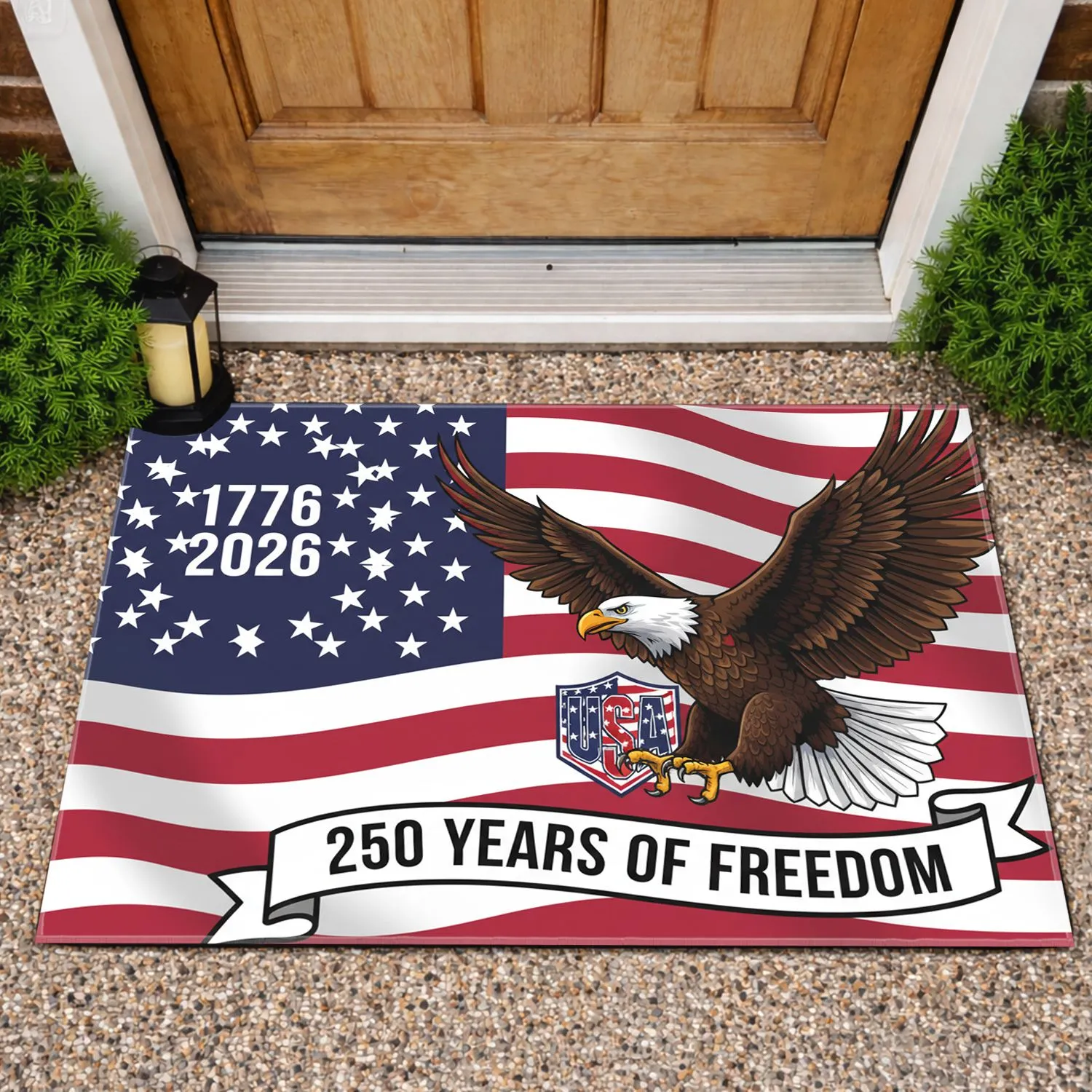 Bald Eagle American Flag 1776-2026 - USA 250th Anniversary Freedom Celebration Doormat - 1