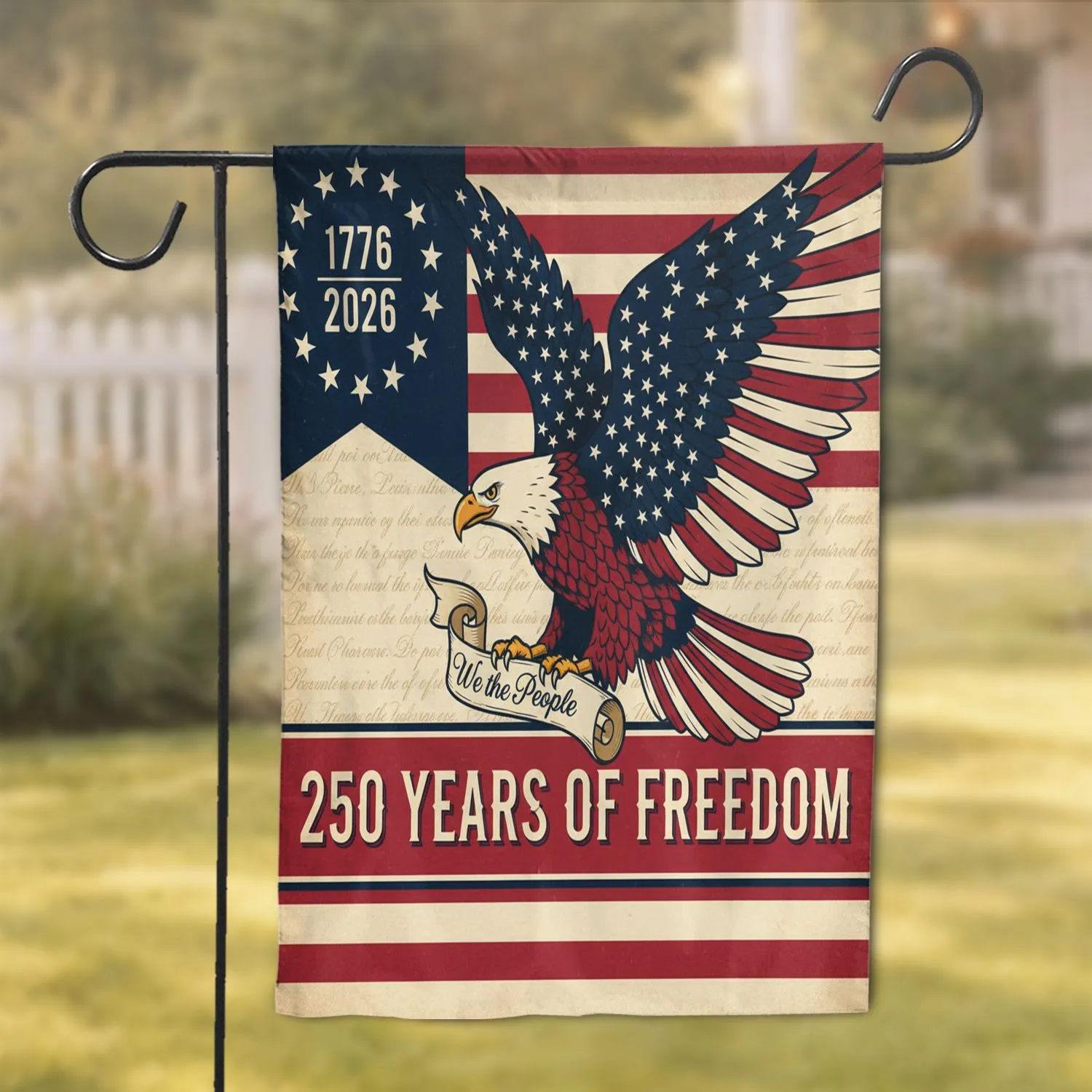Bald Eagle American Flag We The People 1776-2026 USA 250th Anniversary Patriotic Gift for Veterans Garden Flag - 1