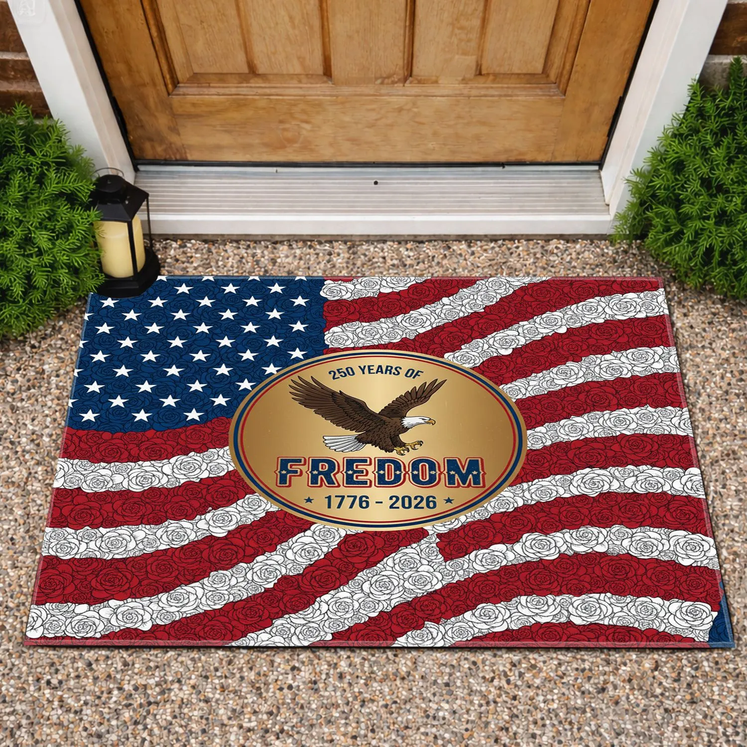 Bald Eagle American Flag 1776-2026 - USA 250th Anniversary Independence Day Gift for Veterans Doormat - 1