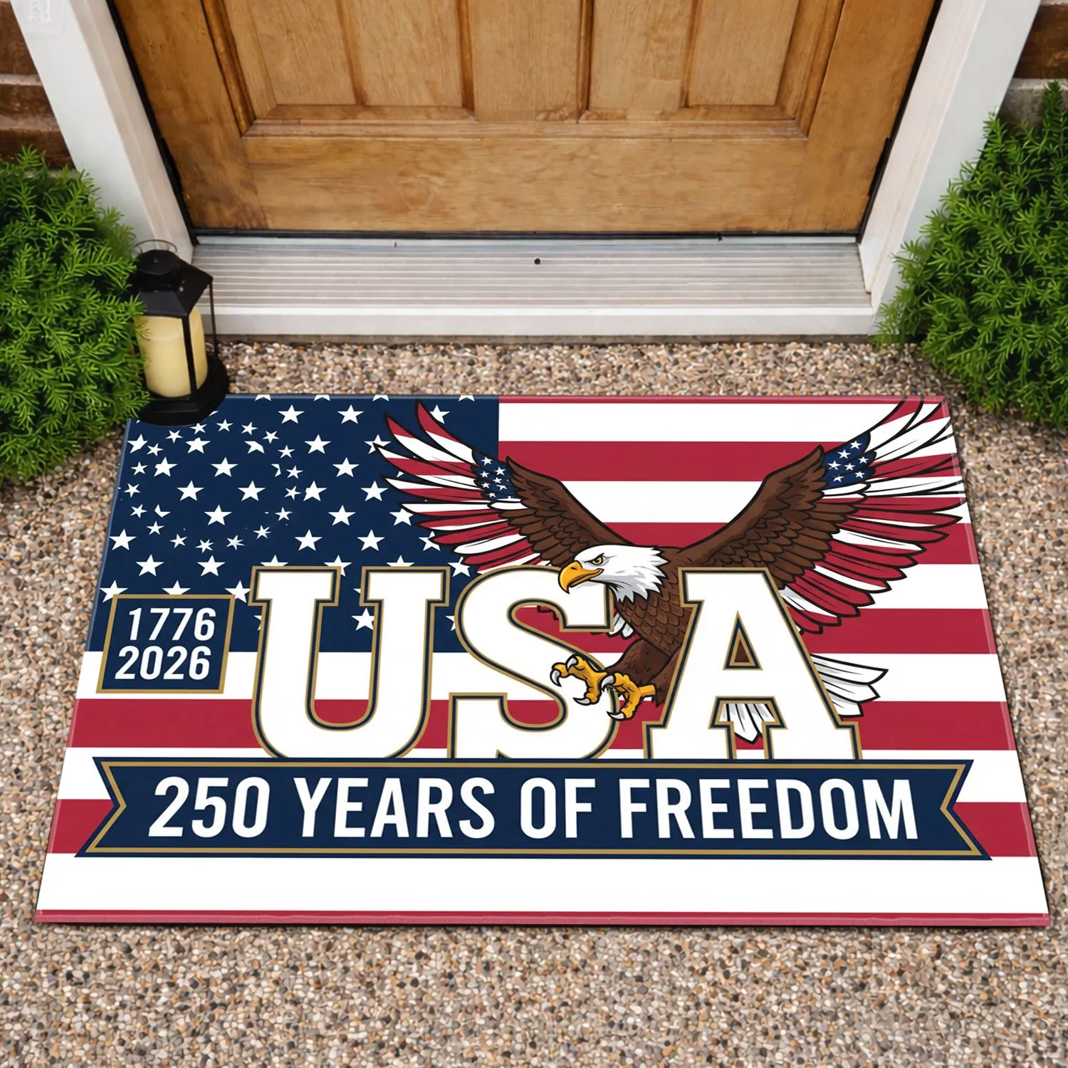 Bald Eagle American Flag USA 1776-2026 - 250 Years of Freedom Independence Day Gift for Dad Doormat - 1