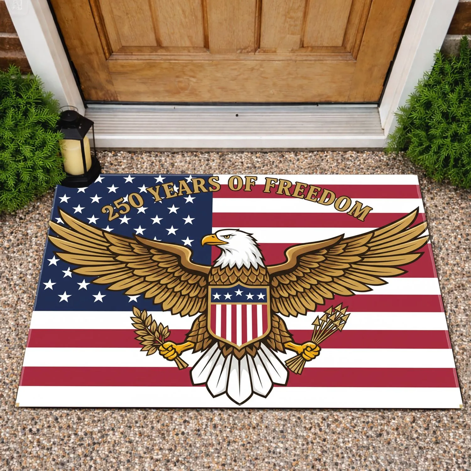 Bald Eagle American Flag 1776-2026 - USA 250 Years of Freedom Anniversary Doormat - 1