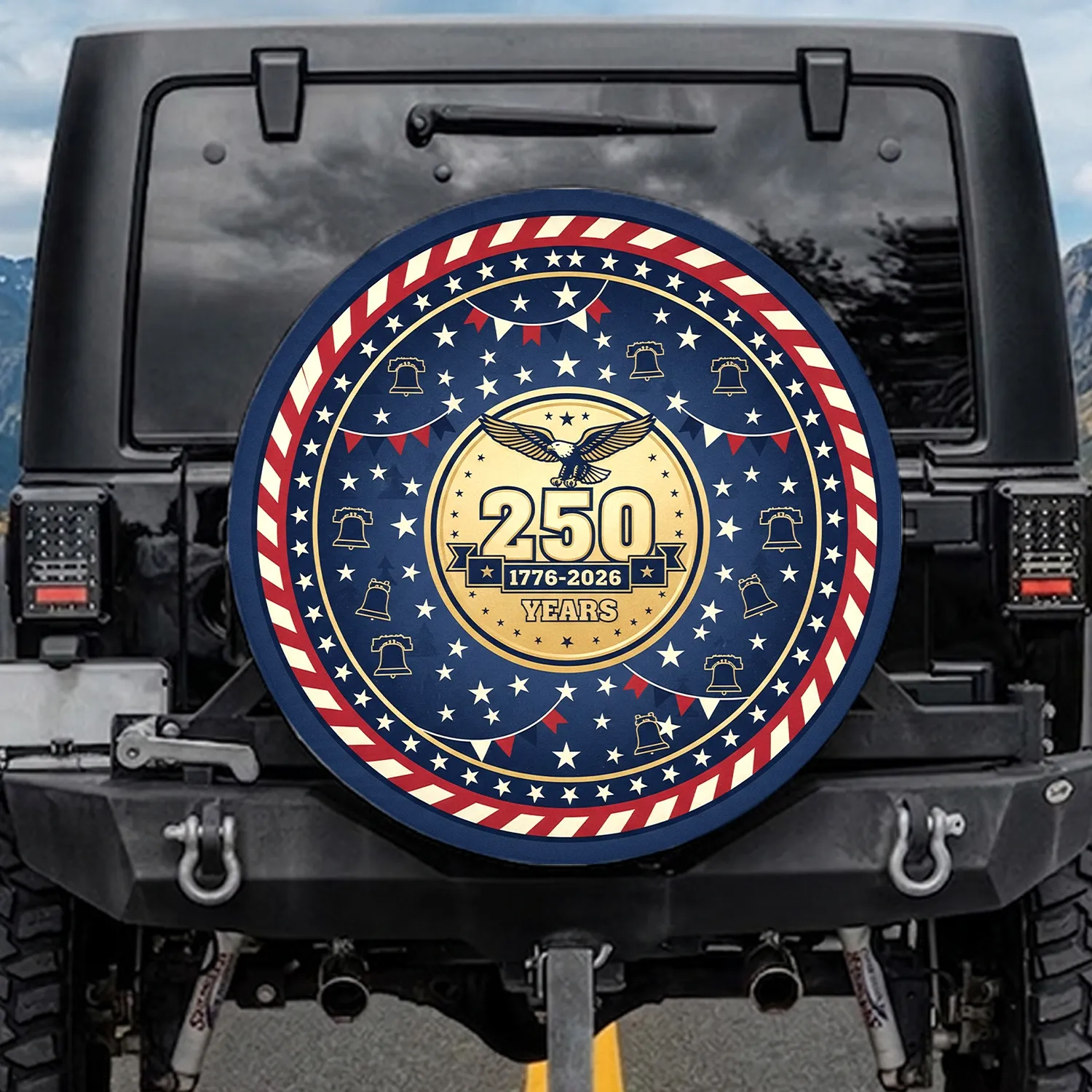 Bald Eagle American Flag 1776-2026 - USA 250th Anniversary Patriot Gift for Veterans Spare Tire Cover - 1