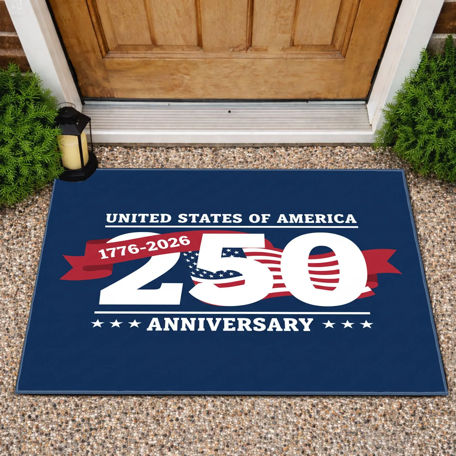 250th Anniversary USA 1776-2026 Patriotic Flag - American Freedom Celebration Doormat - 1