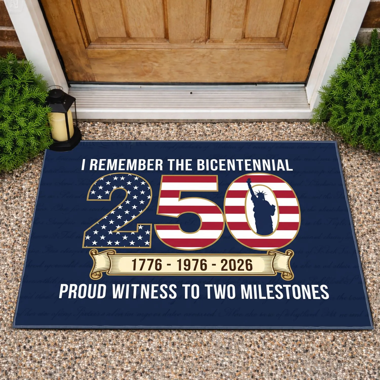 250 Emblem Bicentennial Statue of Liberty Stars Stripes - USA 250th Anniversary 1776-2026 Patriotic Doormat - 1