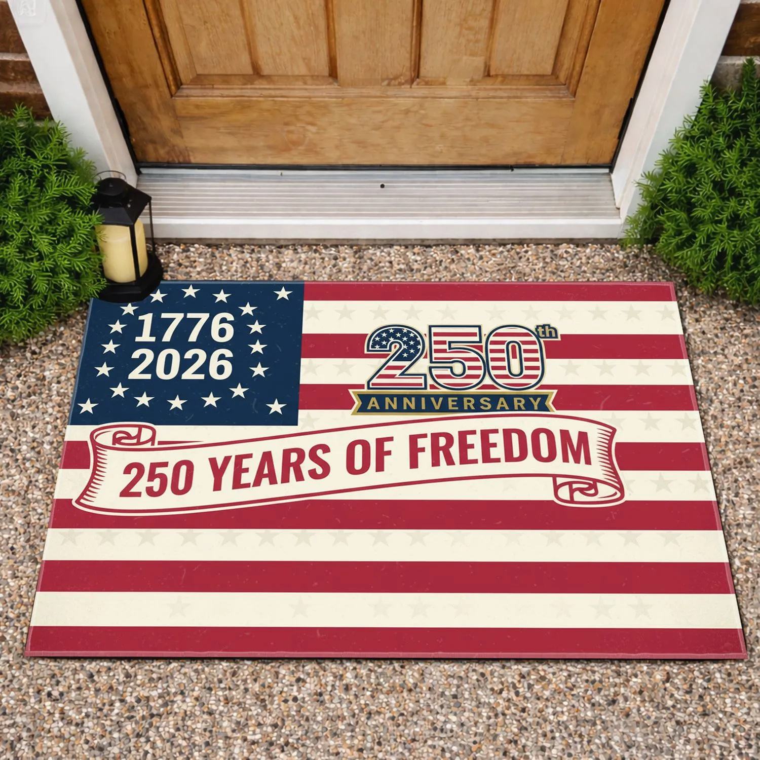 American Flag 1776-2026 - USA 250 Years of Freedom Anniversary Patriotic Art Doormat - 1