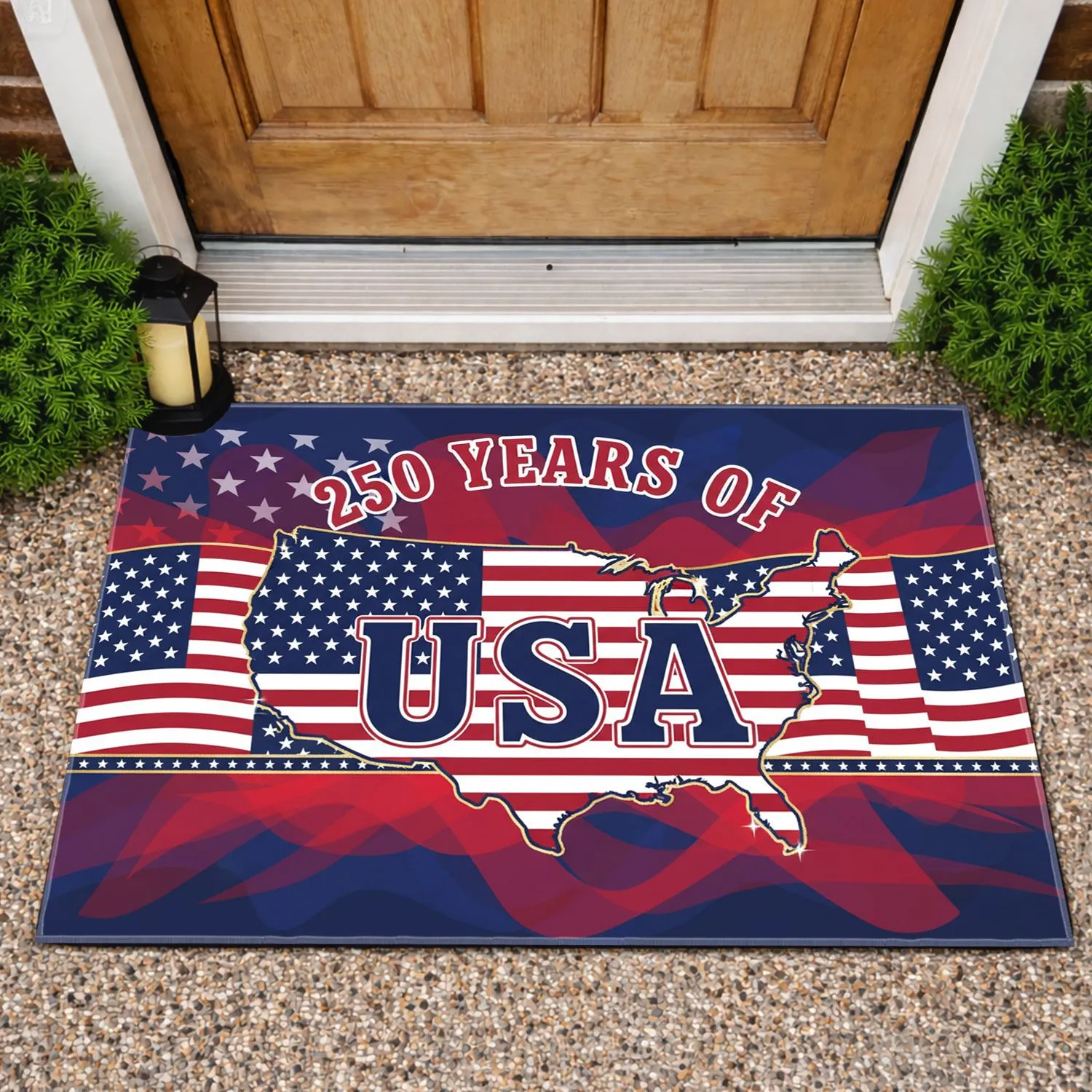 USA Map Flag Patriotic Art 250 Years Of 1776-2026 - Independence Day Doormat - 1