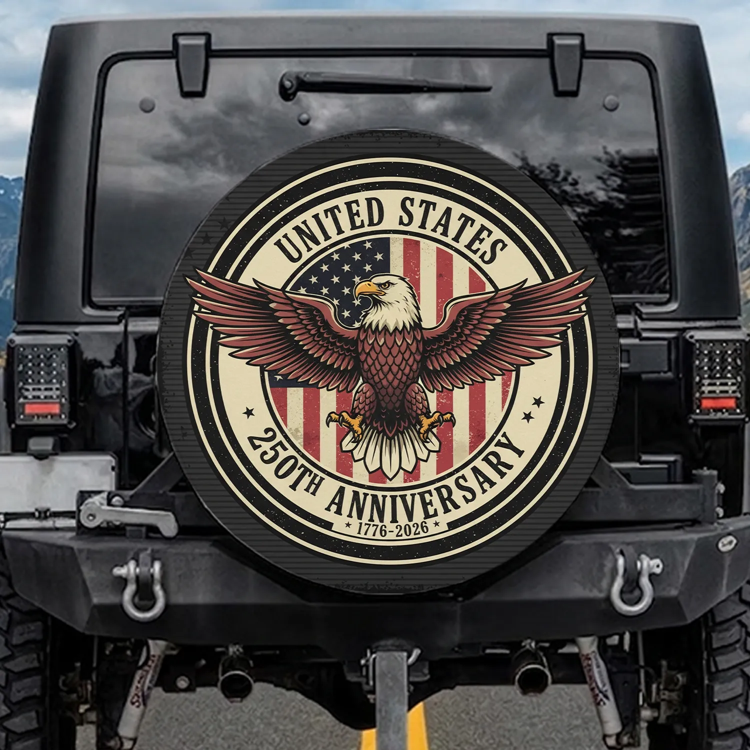 Bald Eagle United States Flag 1776-2026 - USA 250th Anniversary Independence Day Spare Tire Cover - 1