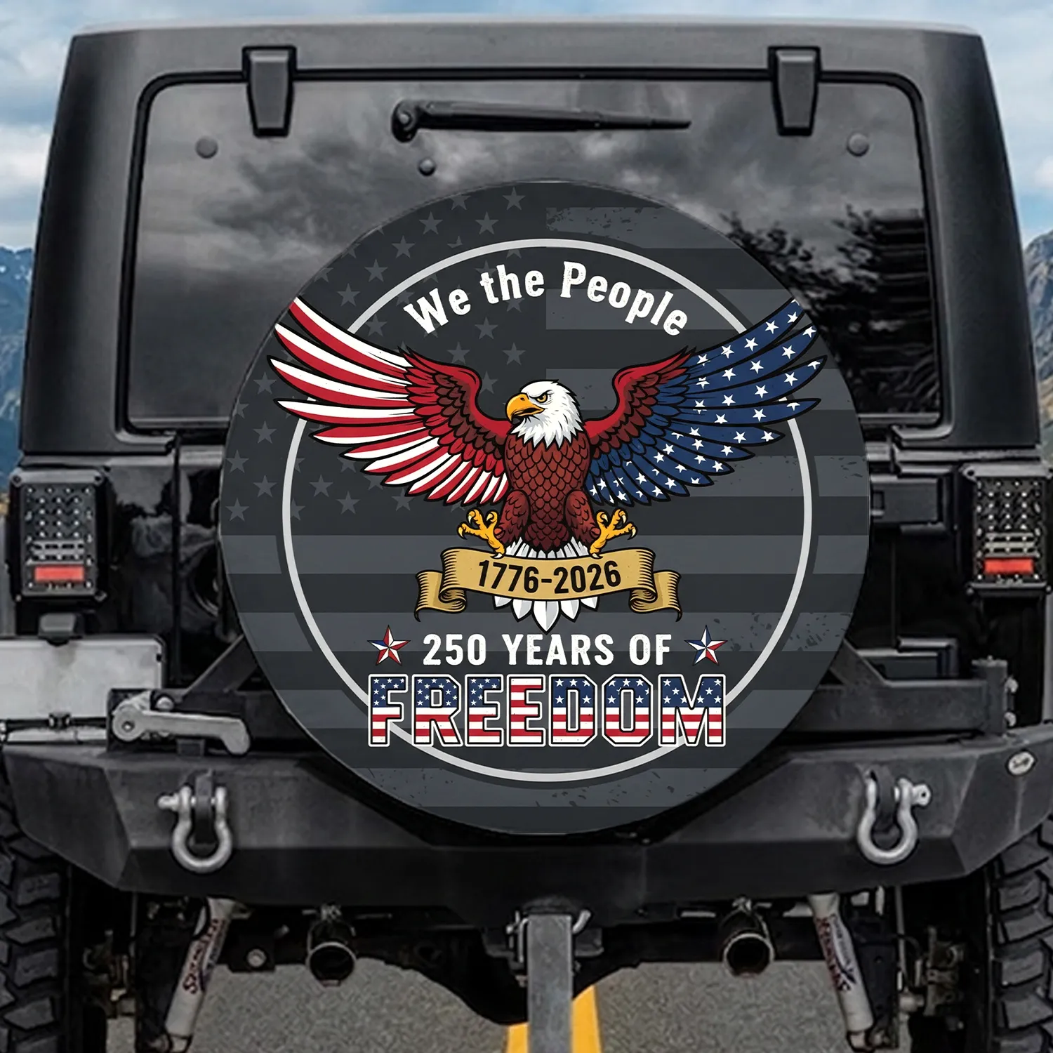 Bald Eagle American Flag We The People 1776-2026 - USA 250 Years of Freedom Spare Tire Cover - 1