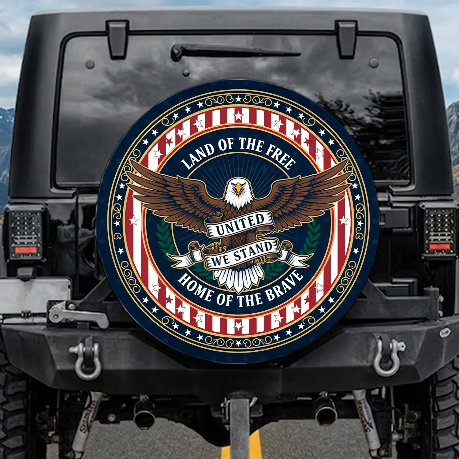 Bald Eagle American Flag 1776-2026 'United We Stand' - USA 250th Anniversary Freedom Spare Tire Cover - 1