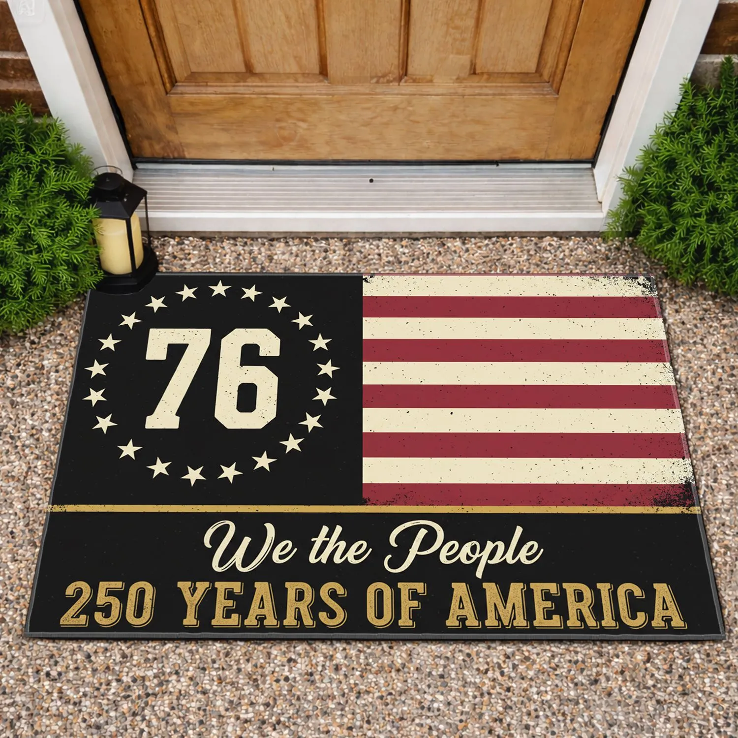 We The People Distressed Flag 1776 Stars Stripes - USA 250th Anniversary for Veterans Doormat - 1