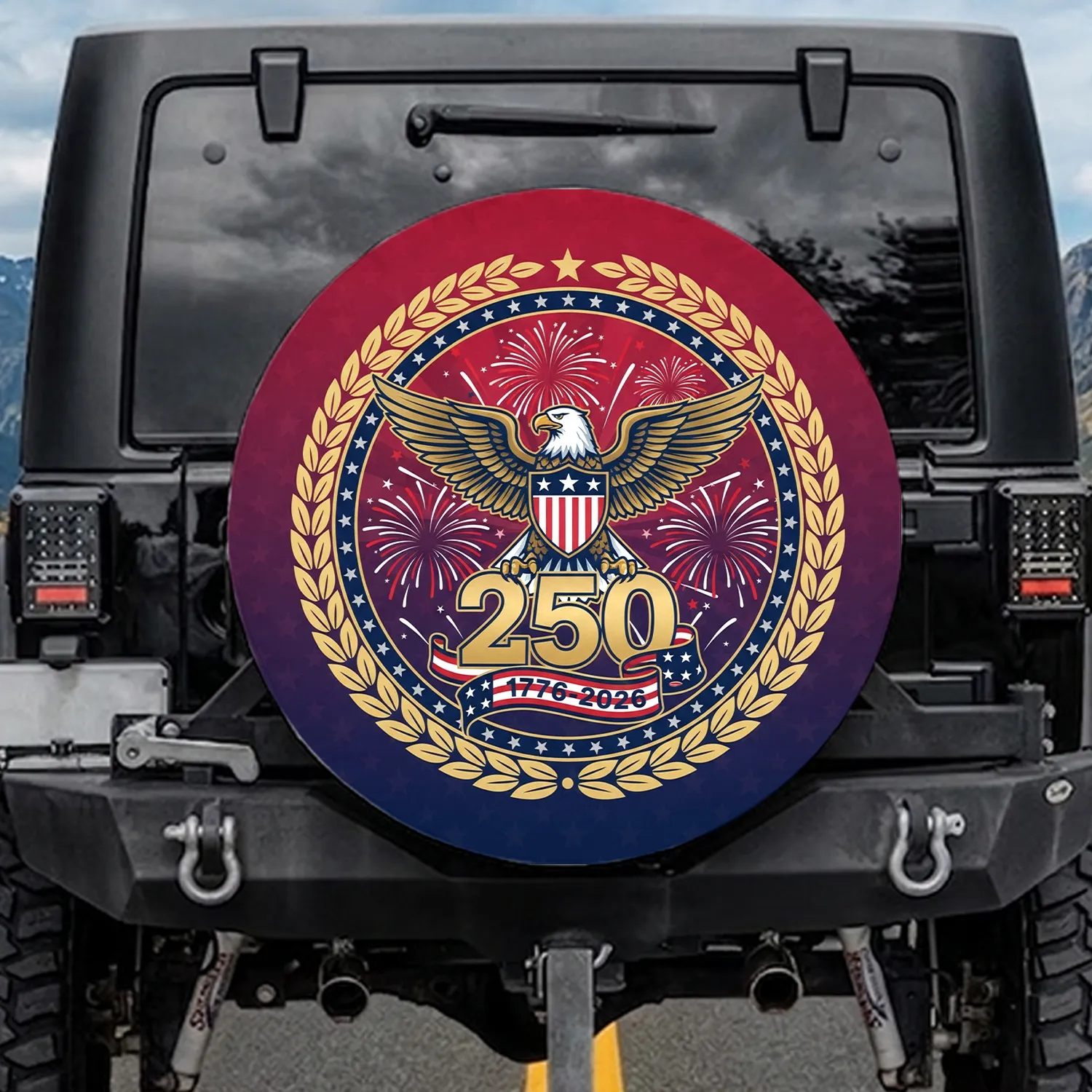Bald Eagle American Flag 1776-2026 - USA 250th Anniversary Patriotic Celebration Gift for Veterans Spare Tire Cover - 1