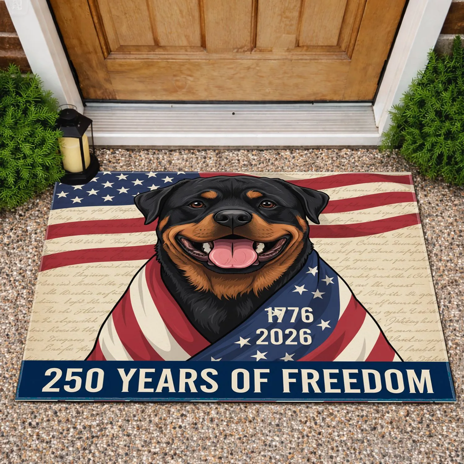 Rottweiler American Flag 1776-2026 We The People - USA 250th Anniversary Celebration Doormat - 1