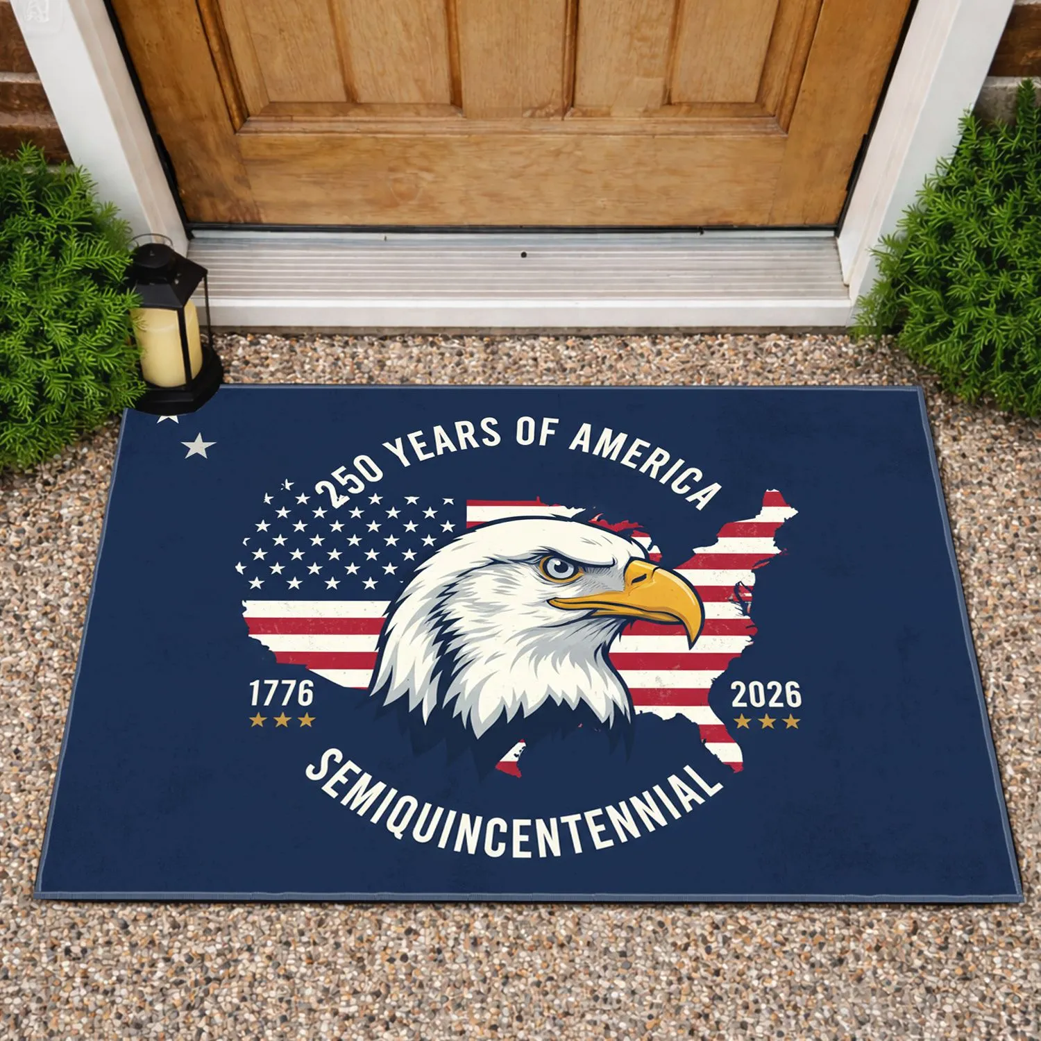 Bald Eagle American Flag 1776-2026 USA Map - 250th Anniversary Semiquincentennial Doormat - 1