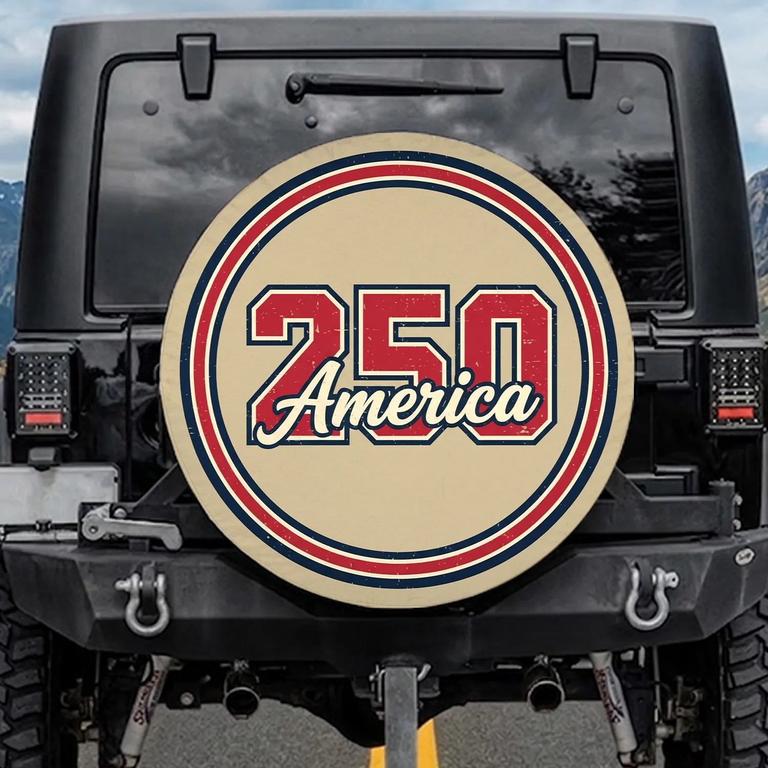 250 America Distressed Patriotic - USA 250th Anniversary 1776-2026 National Heritage Spare Tire Cover - 1