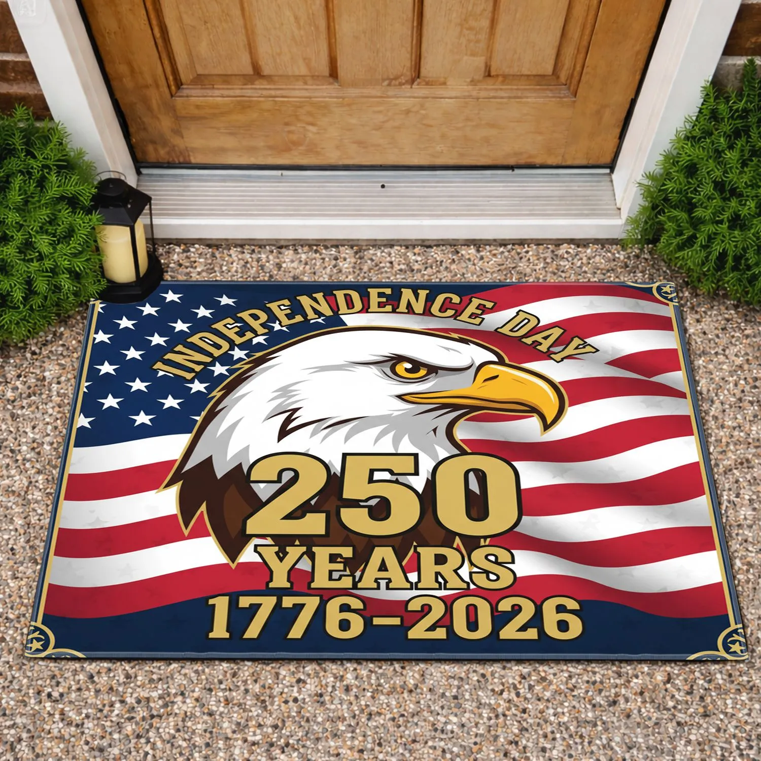 Bald Eagle American Flag 250th Anniversary 1776-2026 - Independence Day USA Pride Doormat - 1