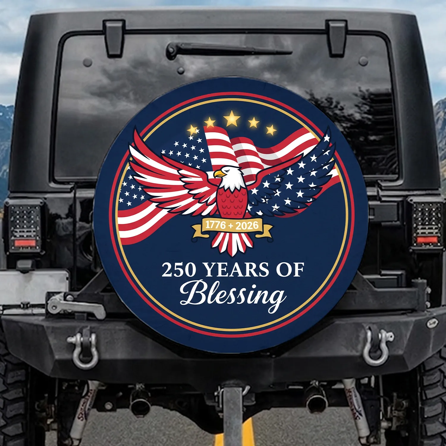 Bald Eagle American Flag 1776-2026 - USA 250th Anniversary Independence Day Gift for Dads Spare Tire Cover - 1