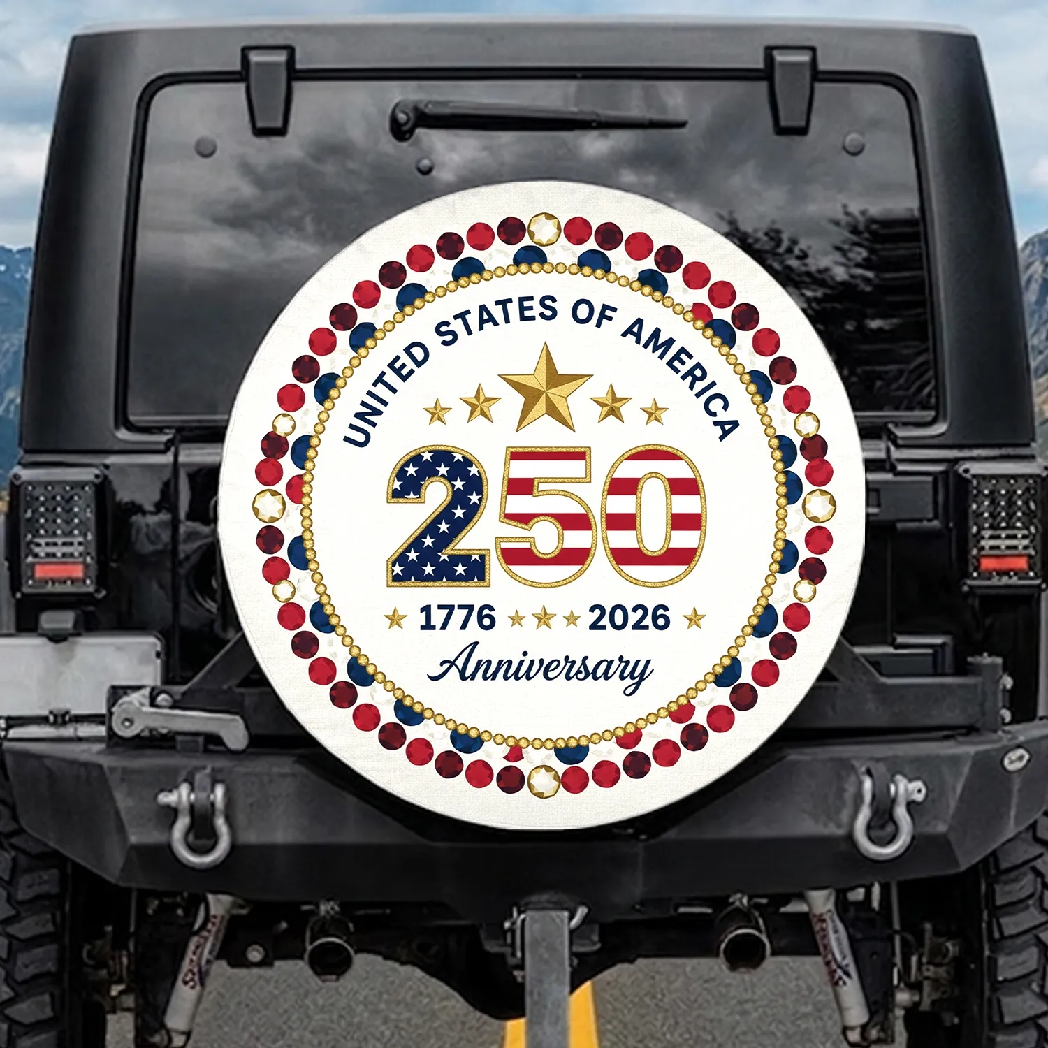 Patriotic 250th Anniversary USA Emblem 1776-2026 - American Heritage Celebration Spare Tire Cover - 1