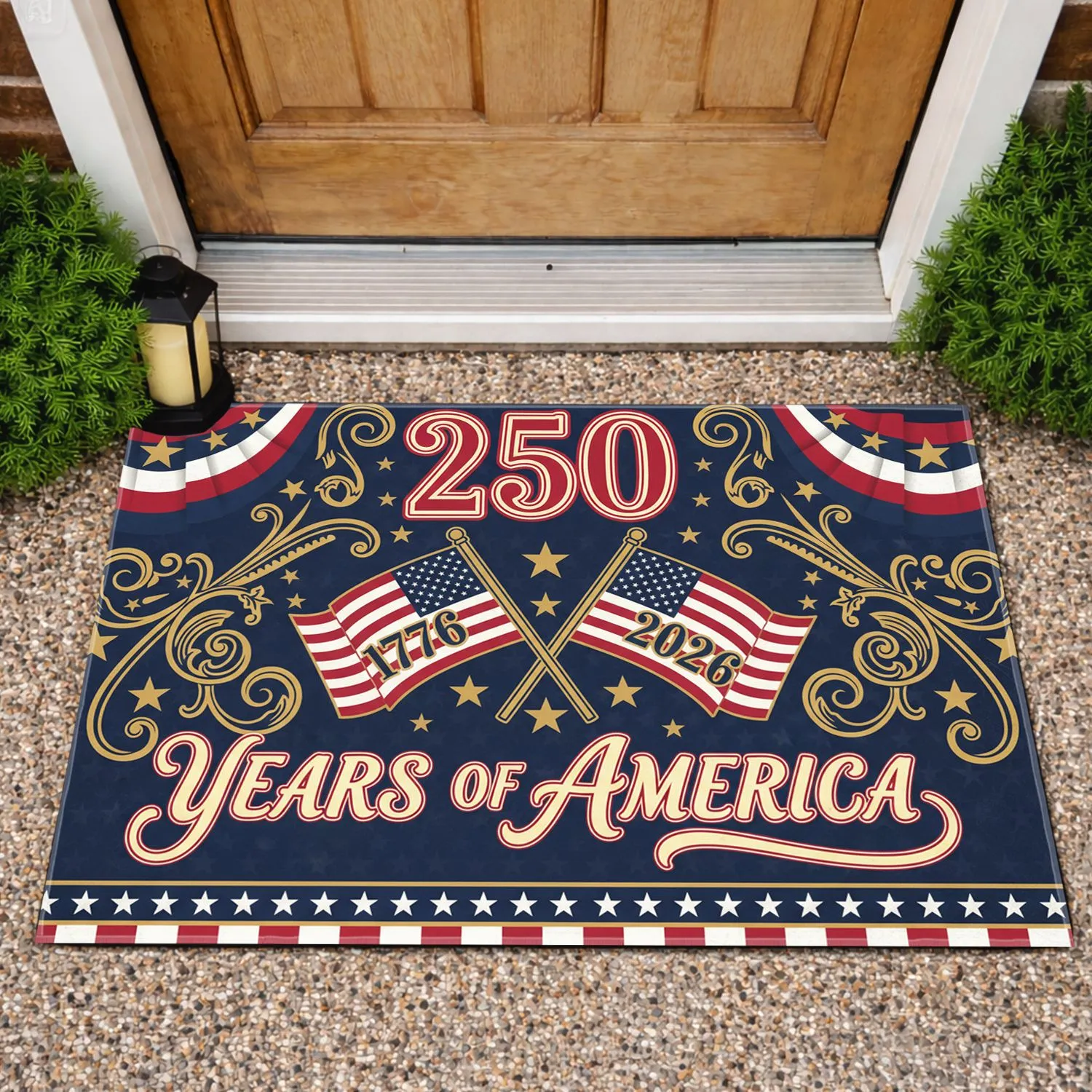 250 Years of America Patriotic Flag Design 1776-2026 - USA Semiquincentennial Celebration Doormat - 1