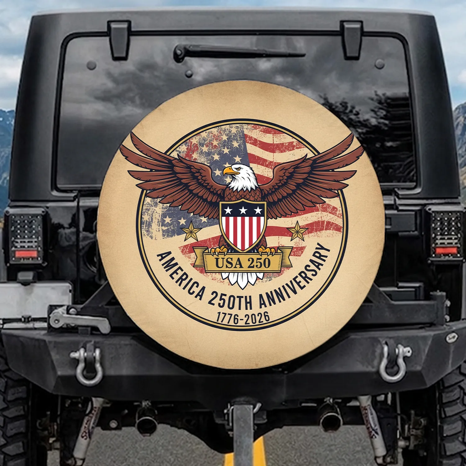 Bald Eagle American Flag 1776-2026 - USA 250th Anniversary National Heritage Spare Tire Cover - 1
