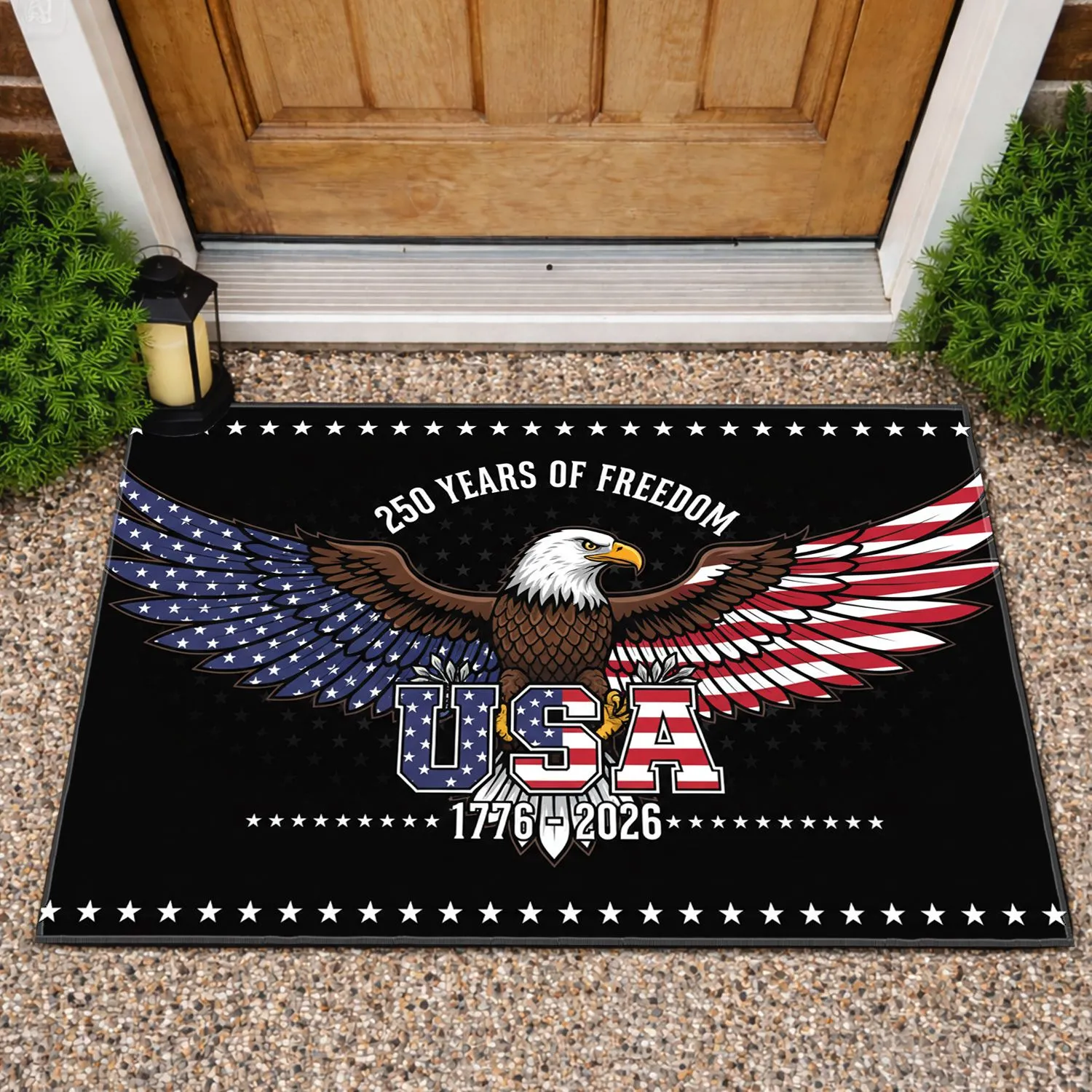 Bald Eagle American Flag 1776-2026 USA - 250 Years of Freedom Celebration Doormat - 1