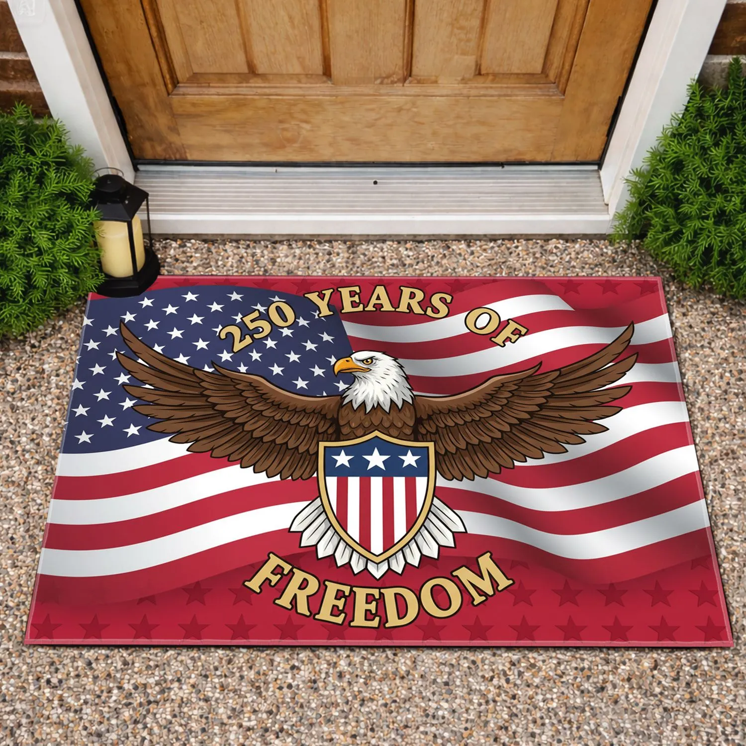 Bald Eagle American Flag 1776-2026 - USA 250th Anniversary Freedom Day Heritage Doormat - 1