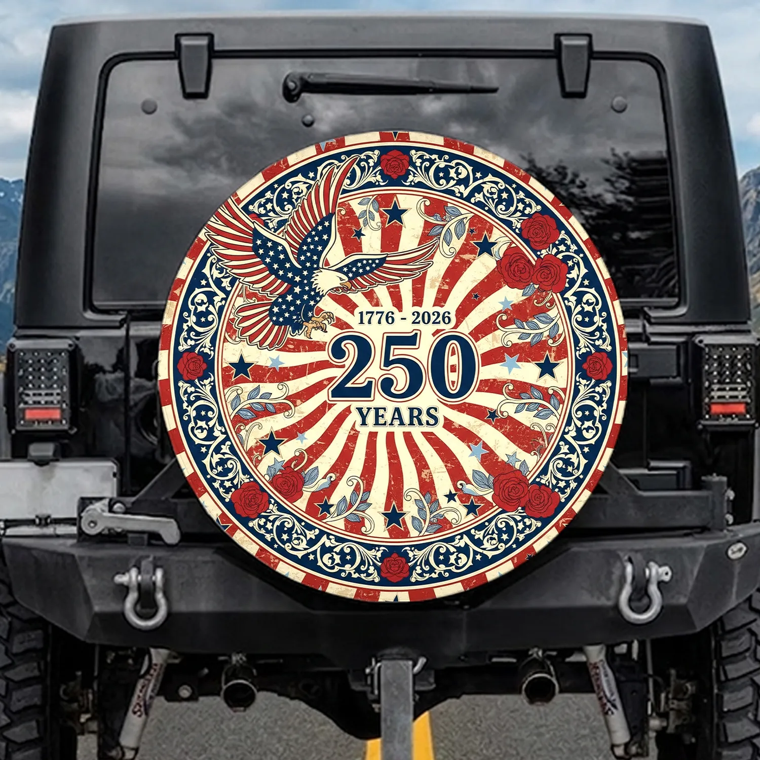 Bald Eagle American Flag 1776-2026 - USA 250th Anniversary Independence Day For Veterans Spare Tire Cover - 1