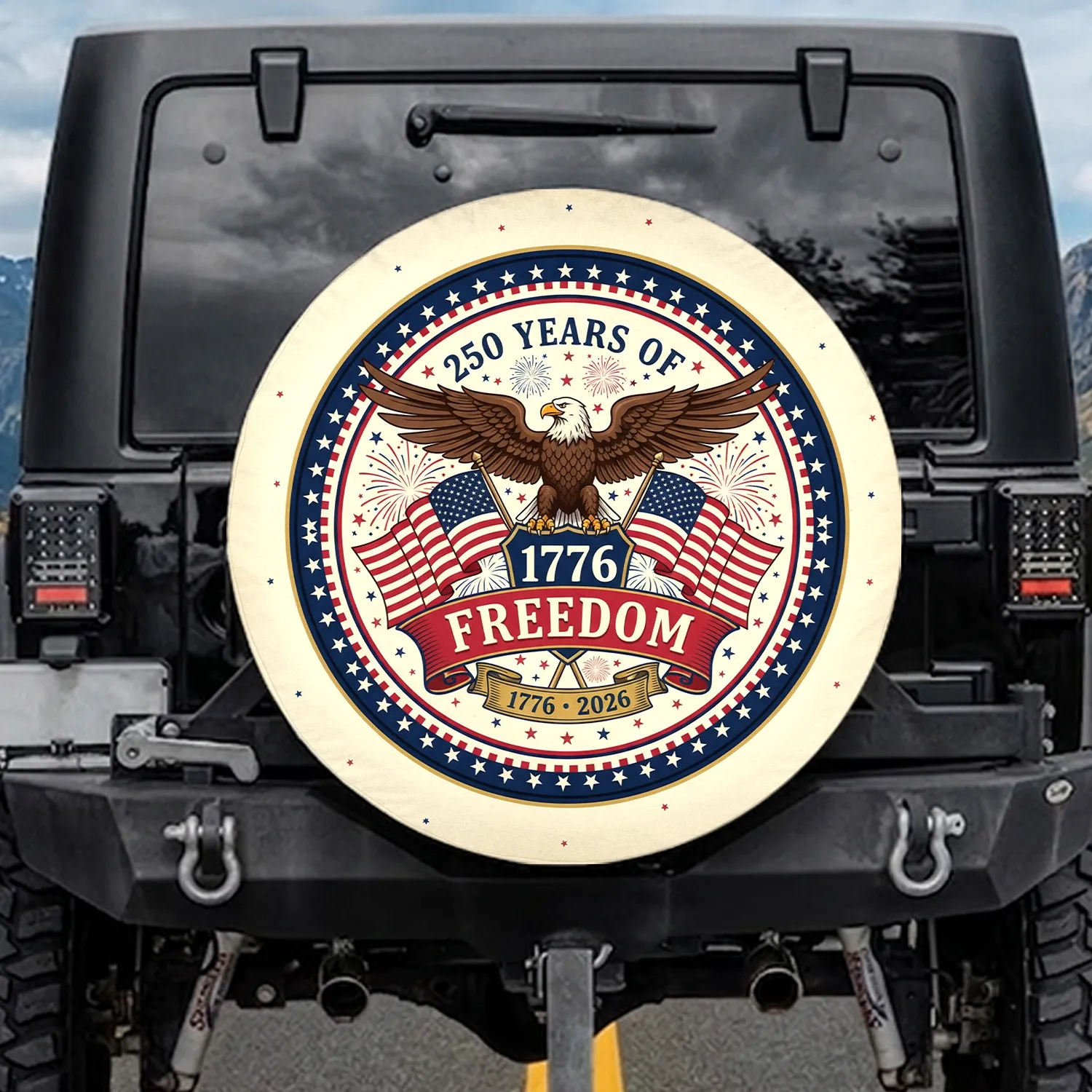Bald Eagle American Flag 1776-2026 - USA 250th Anniversary Celebration Spare Tire Cover - 1