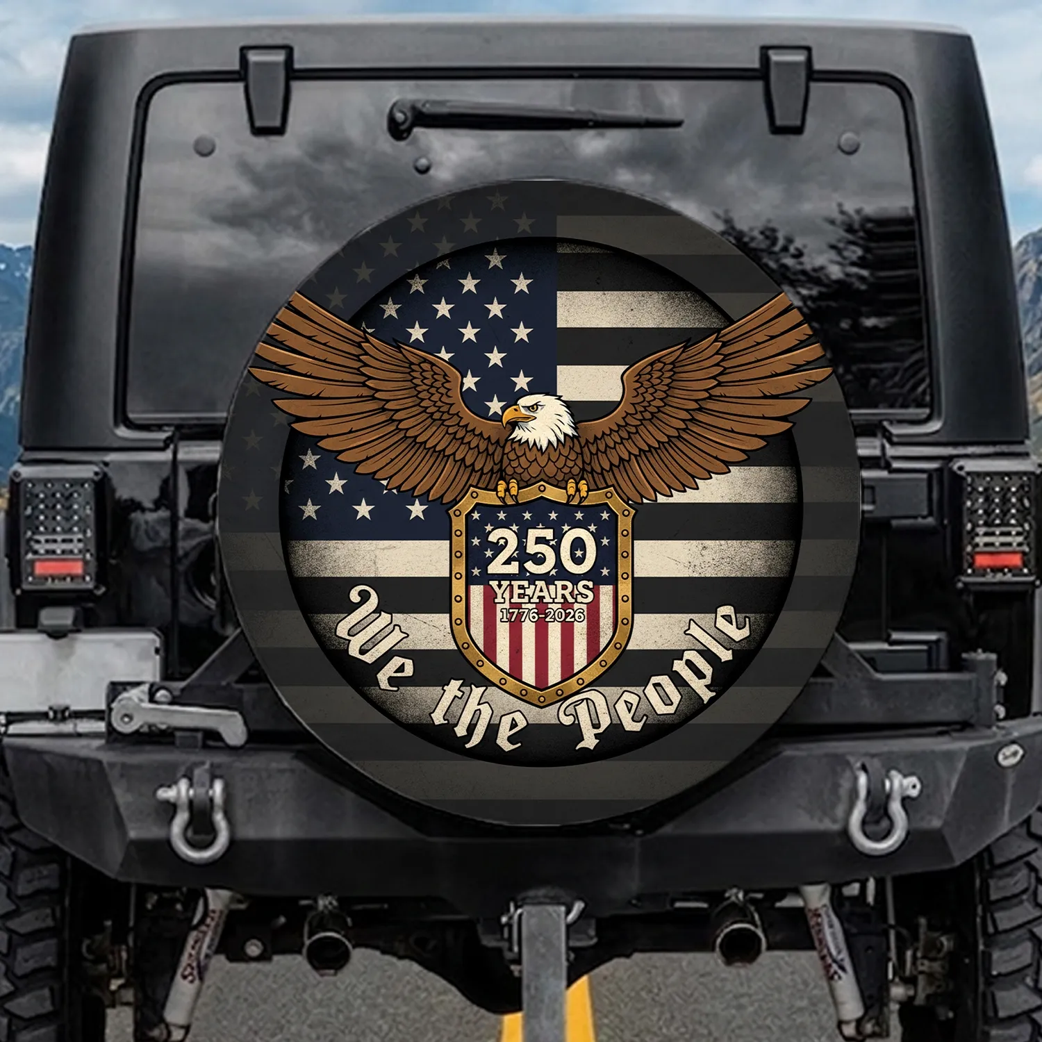 Bald Eagle American Flag 1776-2026 - USA 250th Anniversary Patriotic Gift for Dad Spare Tire Cover - 1