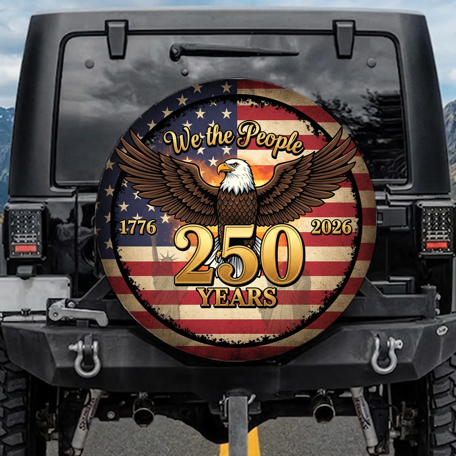Bald Eagle American Flag We The People 1776-2026 - USA 250th Anniversary Independence Day Spare Tire Cover - 1