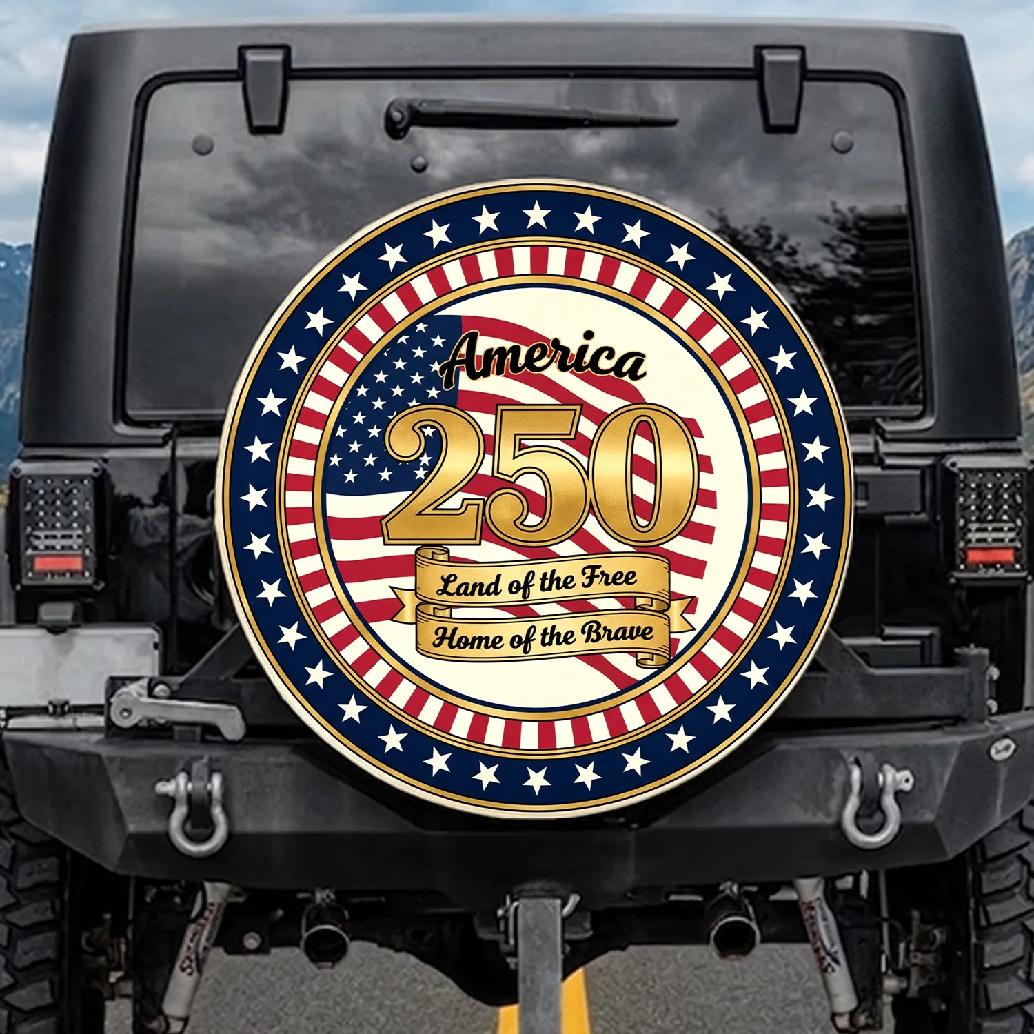 America 250th Anniversary 'Land of the Free' Flag - USA 1776-2026 Patriotic Heritage Spare Tire Cover - 1