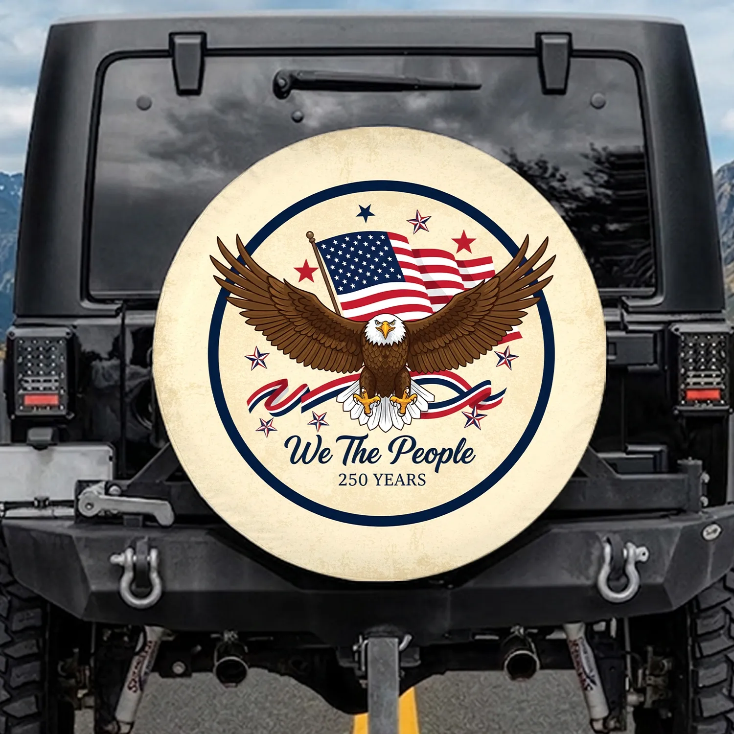 Bald Eagle American Flag We The People 1776-2026 USA 250th Anniversary Independence Day Spare Tire Cover - 1
