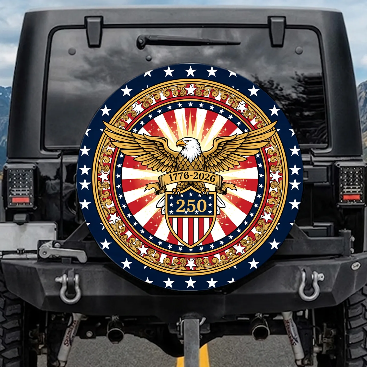 Bald Eagle American Flag 1776-2026 - USA 250th Anniversary Independence Day Gift Spare Tire Cover - 1