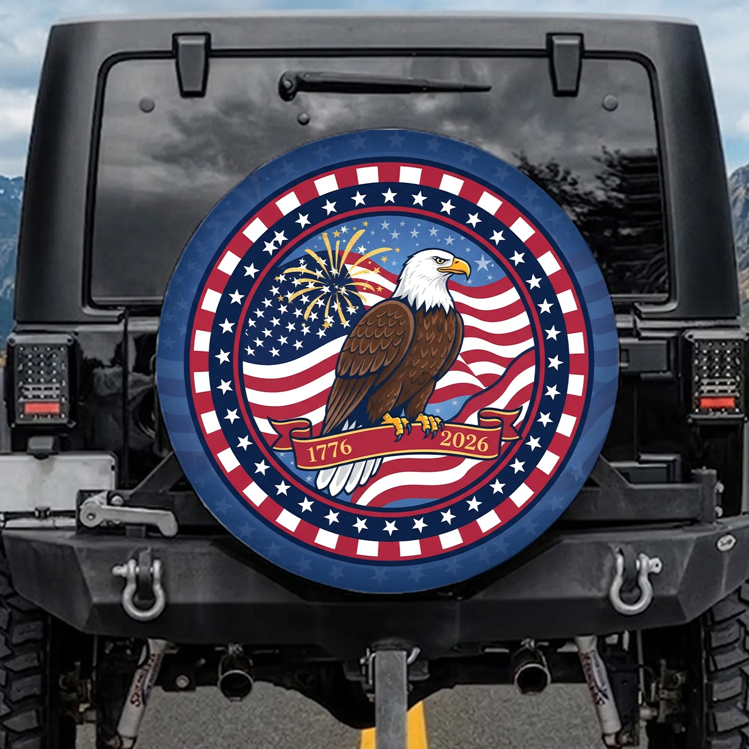 Bald Eagle American Flag 1776-2026 - USA 250th Anniversary Independence Day Patriotic Gift Spare Tire Cover - 1