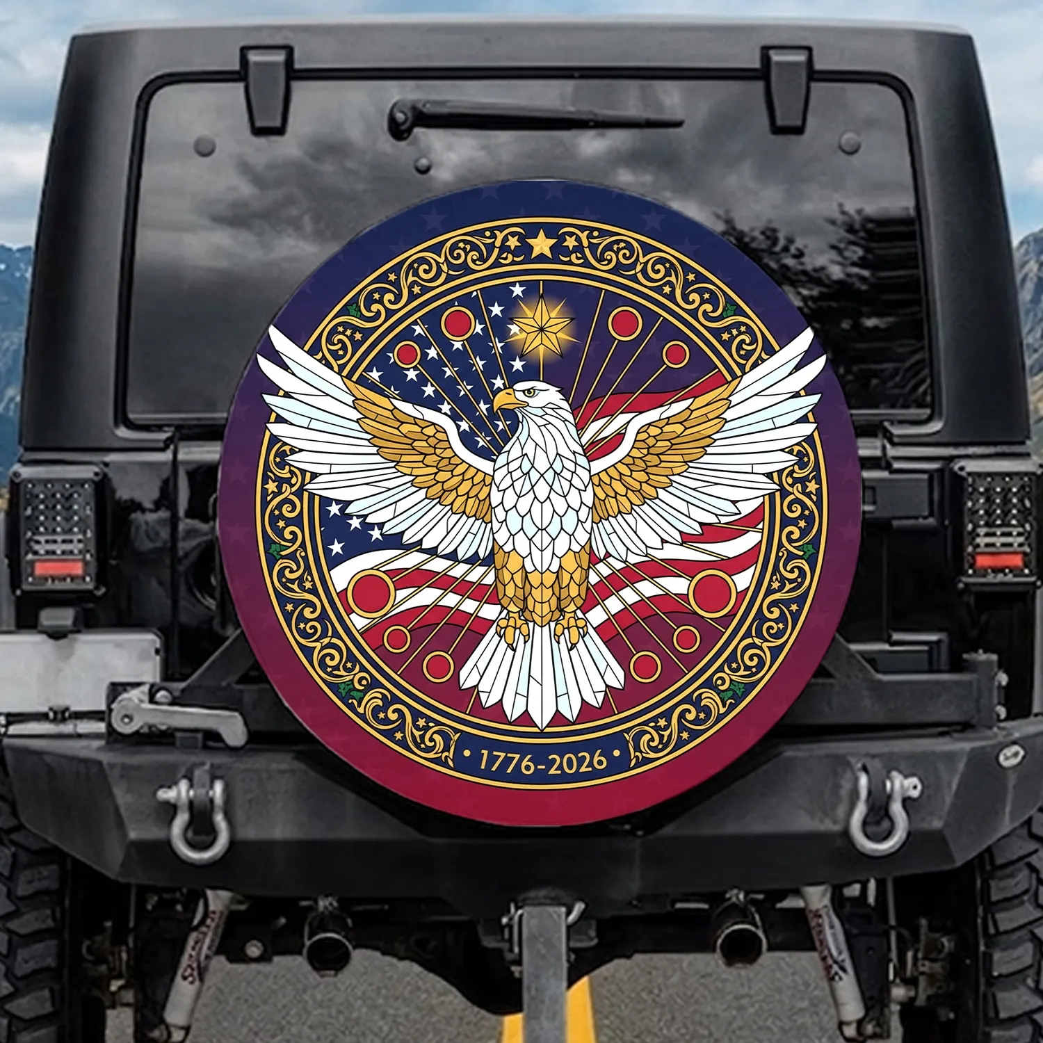 Bald Eagle American Flag 1776-2026 - USA 250th Anniversary Independence Day Heritage Spare Tire Cover - 1