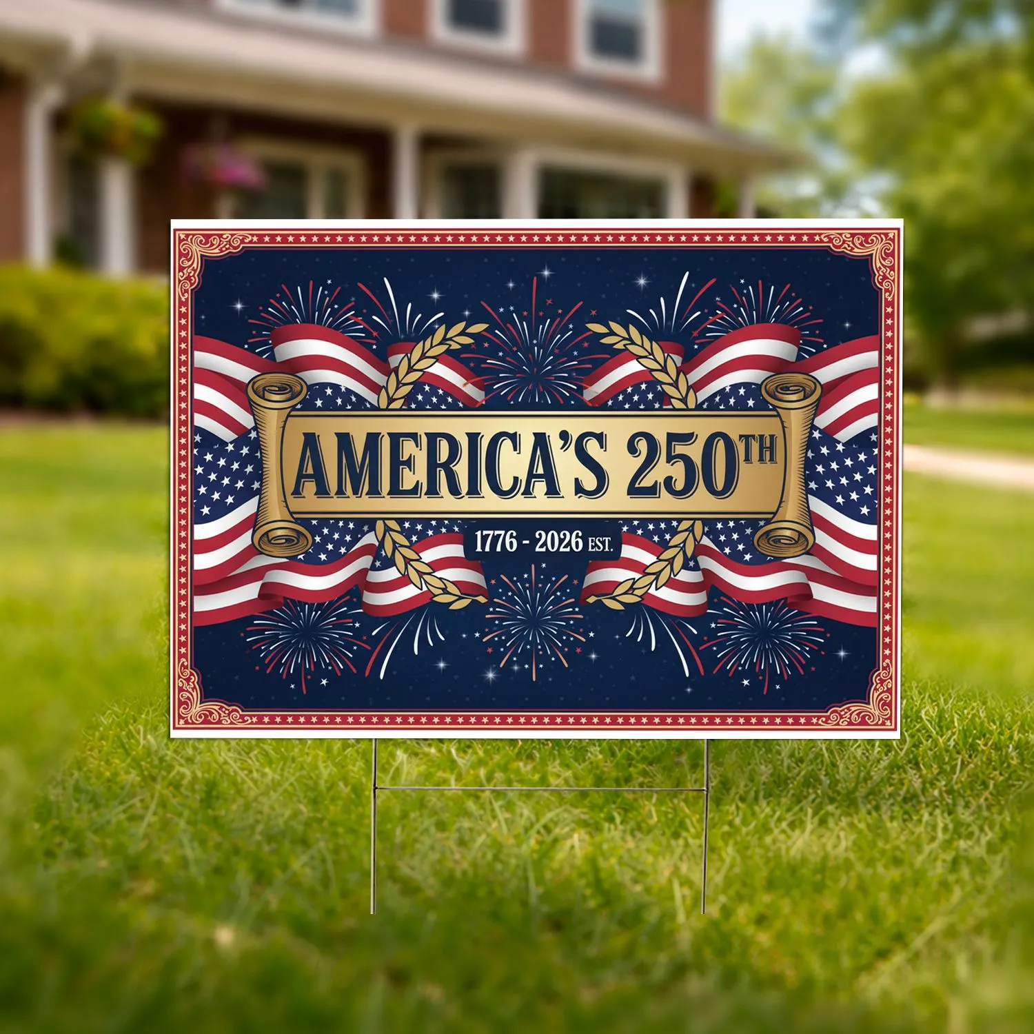 America's 250th Anniversary Flag - USA 1776-2026 Patriotic Celebration for Veterans Yard Sign - 1