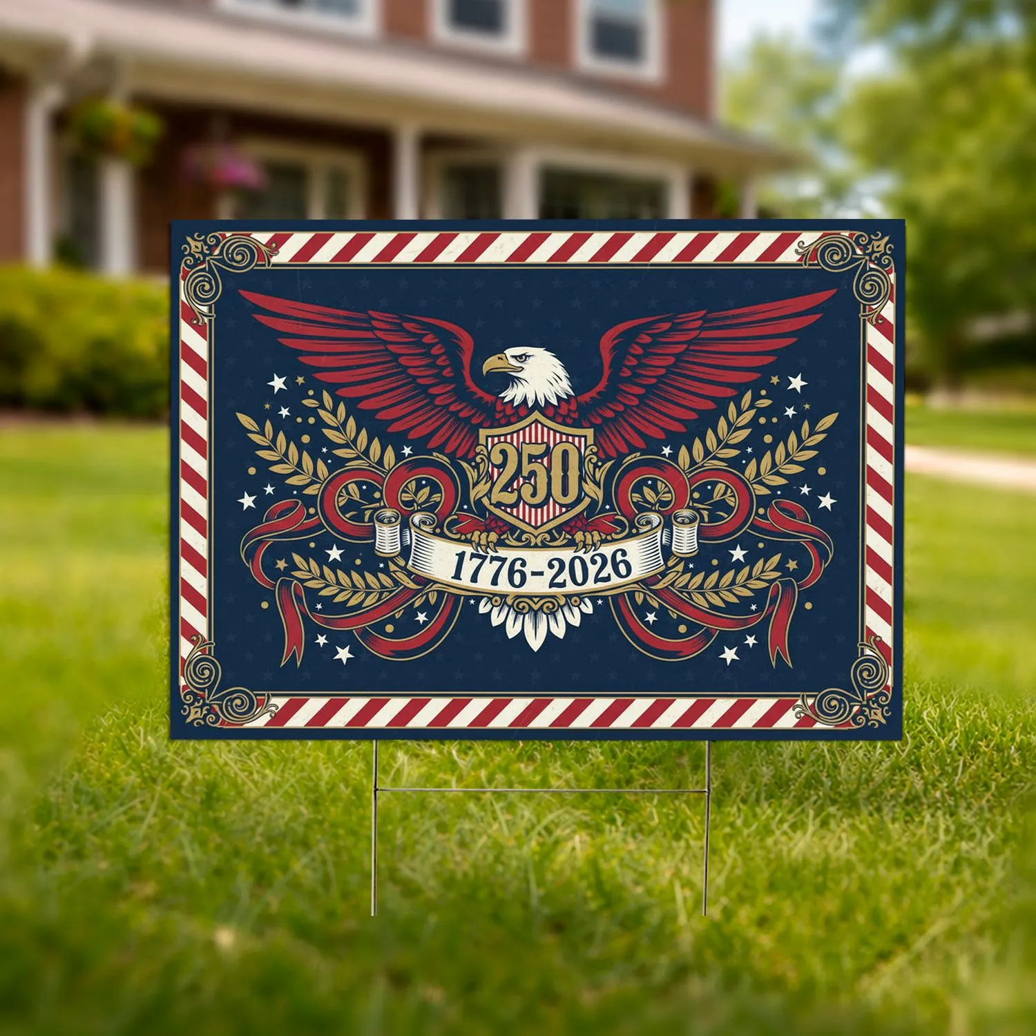 Bald Eagle Patriotic 250th Anniversary Shield 1776-2026 - USA Independence Day Yard Sign - 1