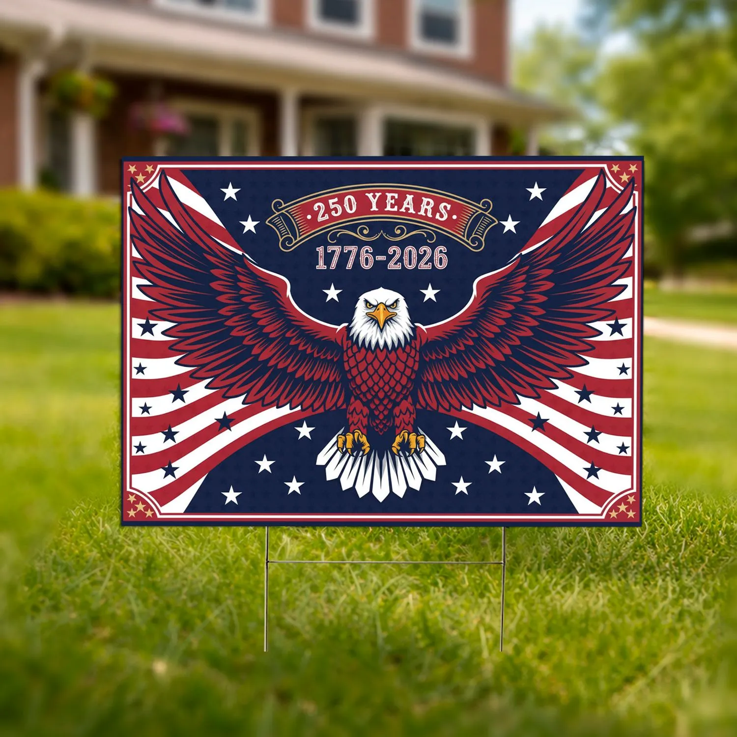 Bald Eagle American Flag 1776-2026 - USA 250th Anniversary Patriotic Gift for Veterans Yard Sign - 1