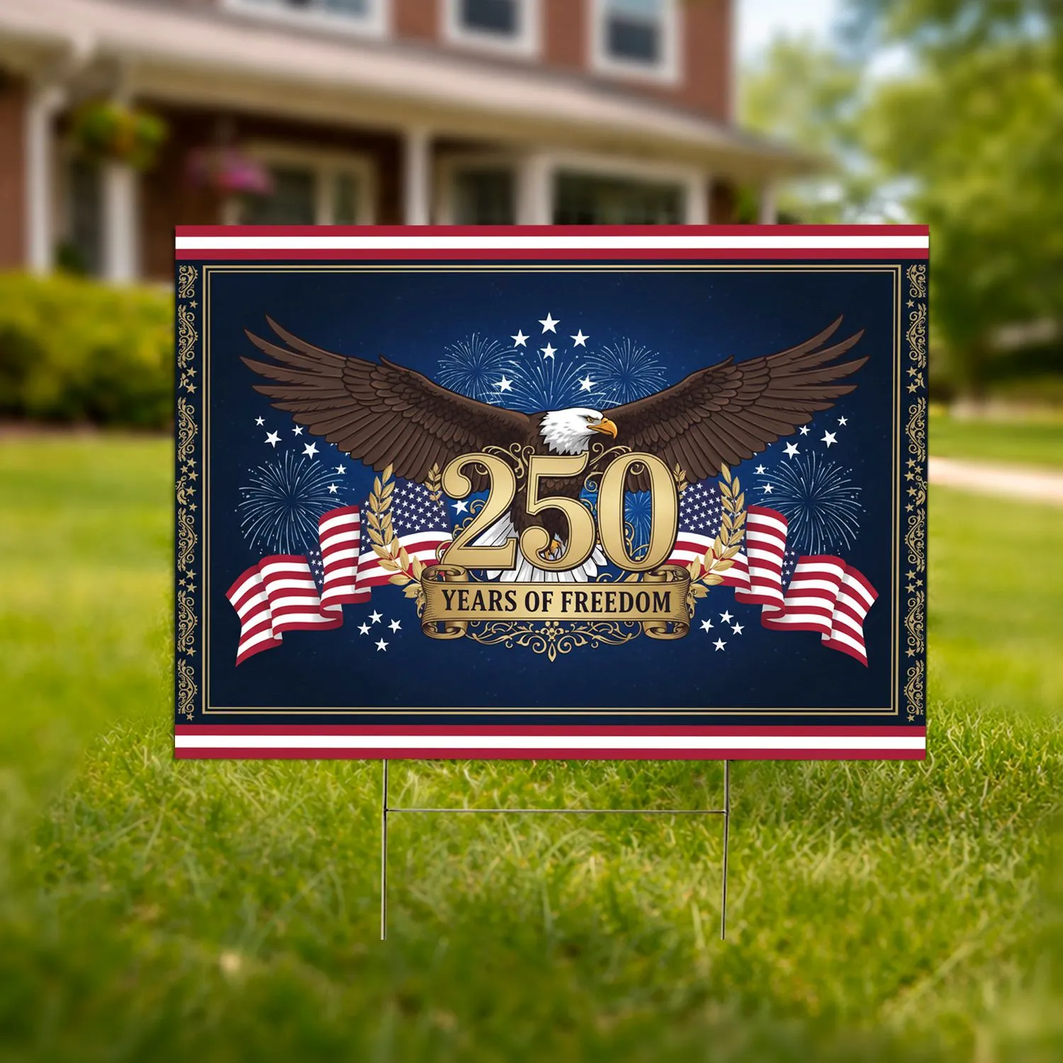 Bald Eagle American Flag 1776-2026 - USA 250th Anniversary Patriotic Freedom Event Yard Sign - 1