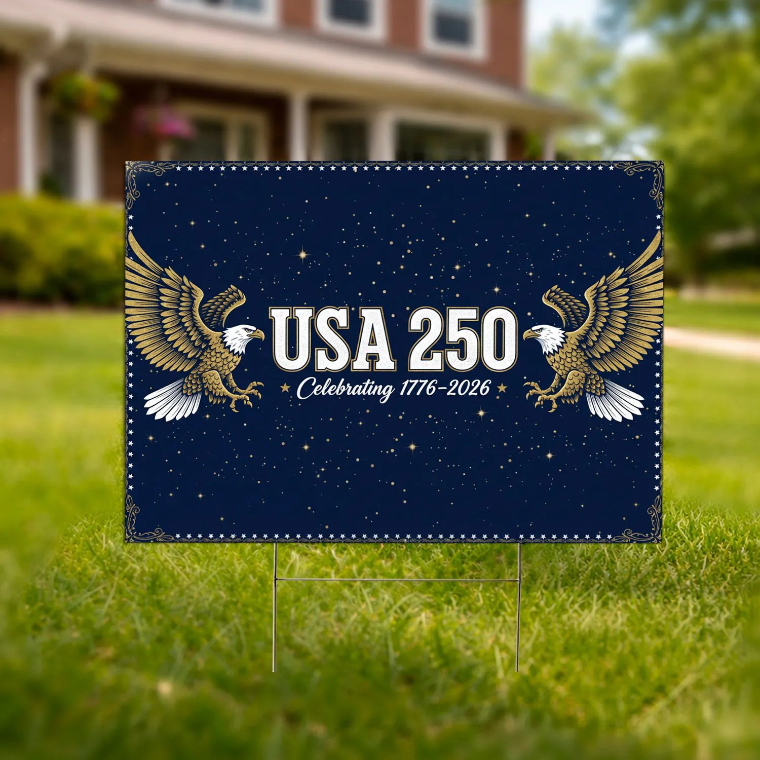 Bald Eagle USA 250th Anniversary 1776-2026 - Independence Day Patriotic Gift for Dad Yard Sign - 1