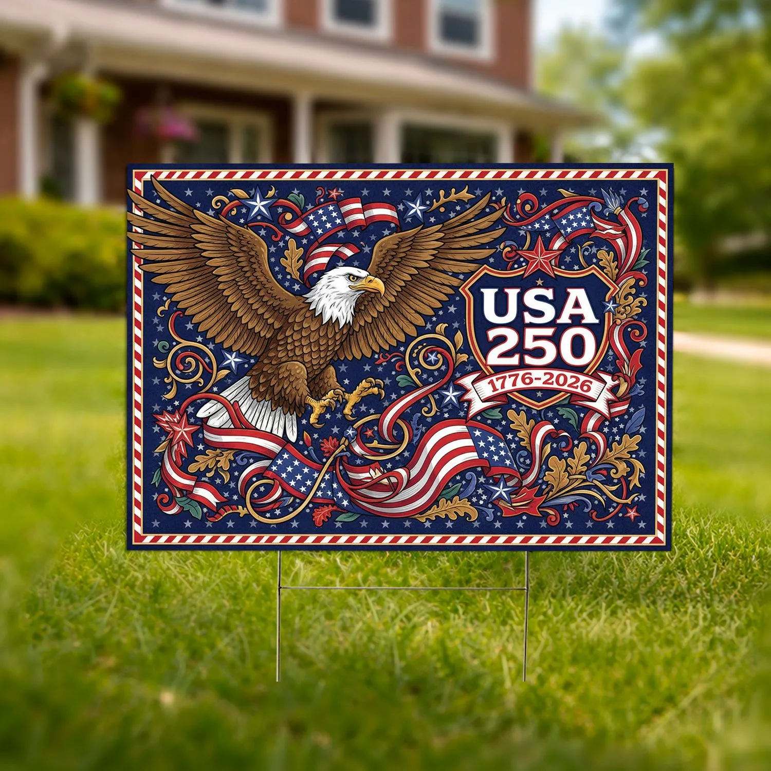 USA 250 Bald Eagle American Flag 1776-2026 - 250th Anniversary Independence Day Gift Yard Sign - 1