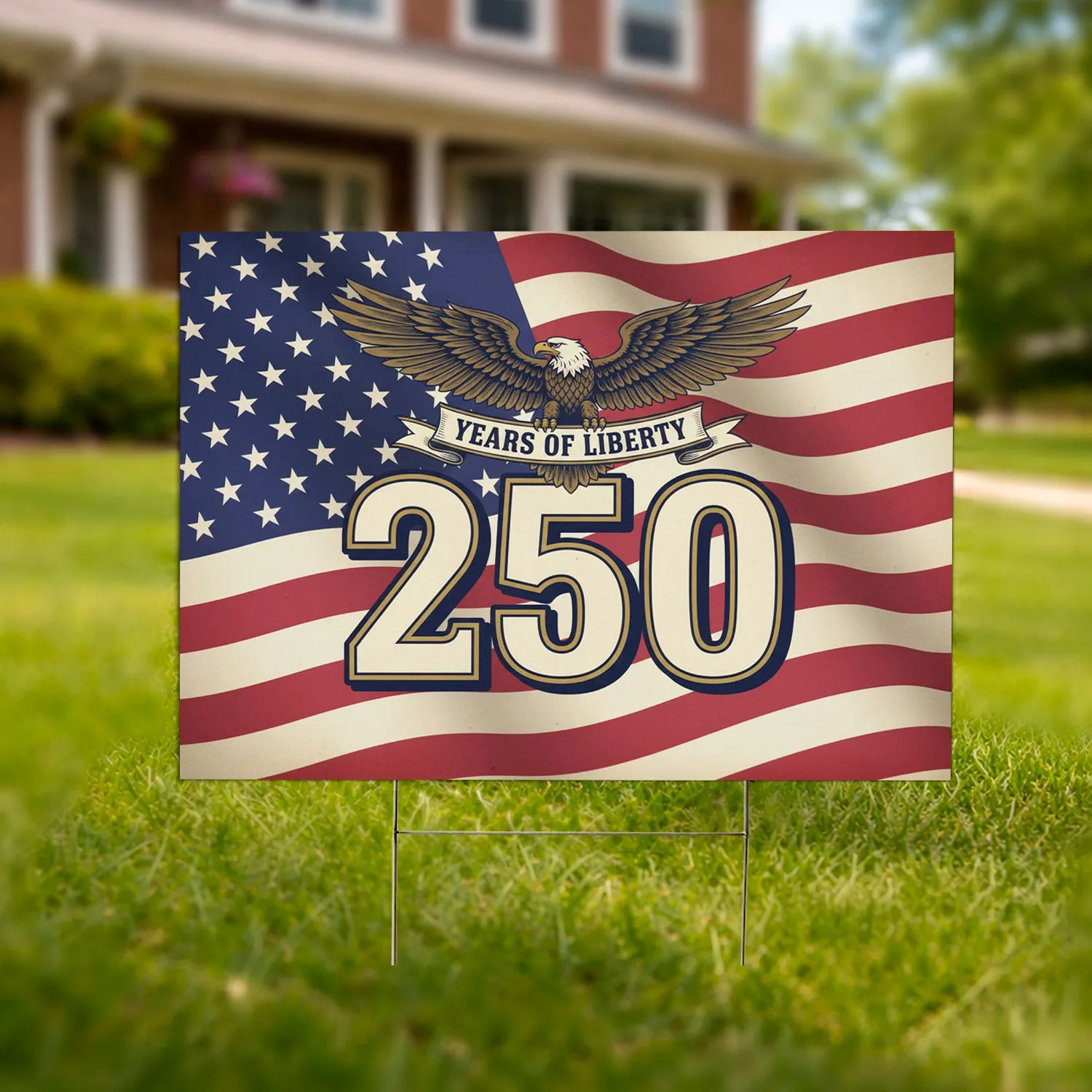 Bald Eagle American Flag 250 Years of Liberty 1776-2026 USA 4th of July Celebration Yard Sign - 1