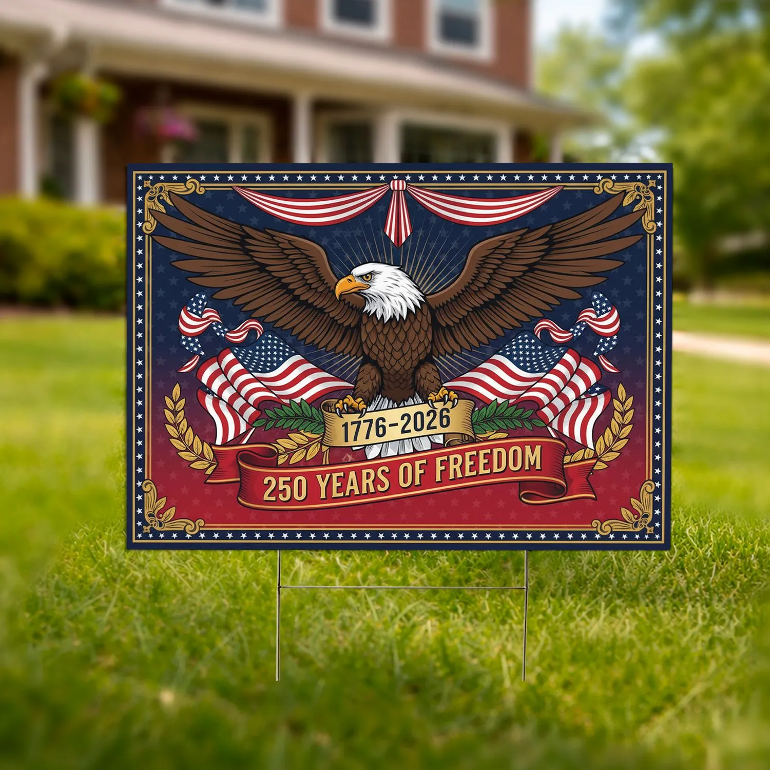 Bald Eagle American Flag 1776-2026 - USA 250th Anniversary Patriotic Gift for Veterans Yard Sign - 1
