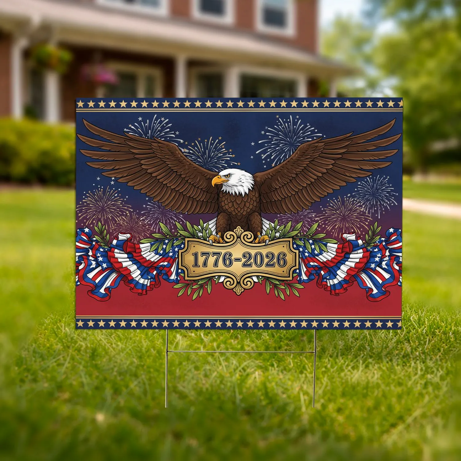Bald Eagle American Flag 1776-2026 - USA 250th Anniversary Patriotic Gift for Veterans Yard Sign - 1