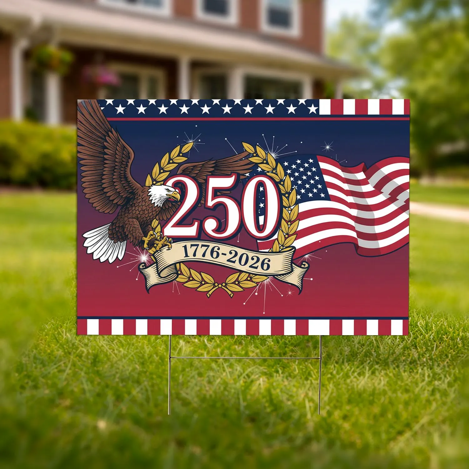 Bald Eagle American Flag 1776-2026 - USA 250th Anniversary Patriotic Gift for Veterans Yard Sign - 1
