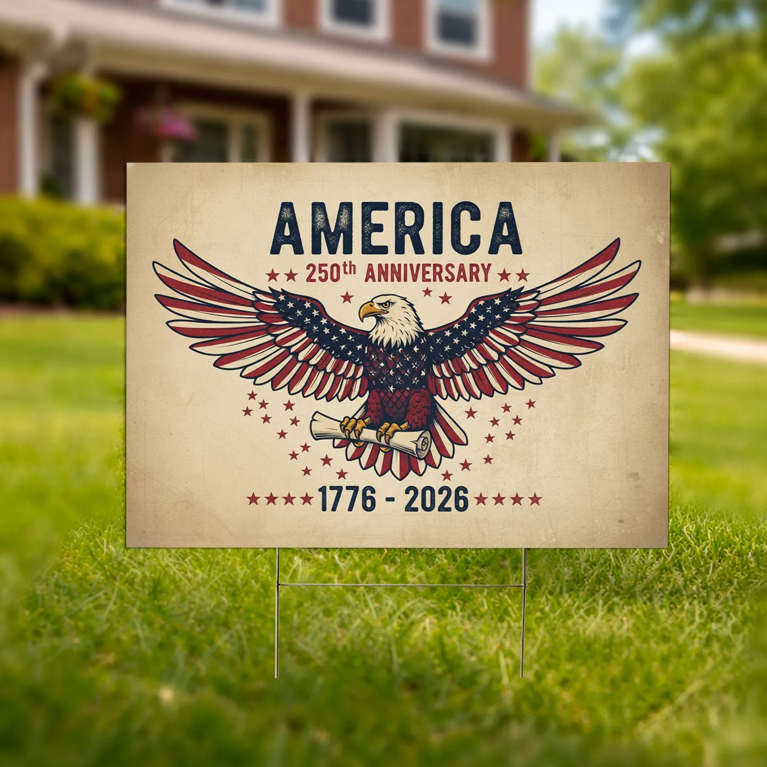 Bald Eagle American Flag 1776-2026 - USA 250th Anniversary Independence Day Gift for Veterans Yard Sign - 1