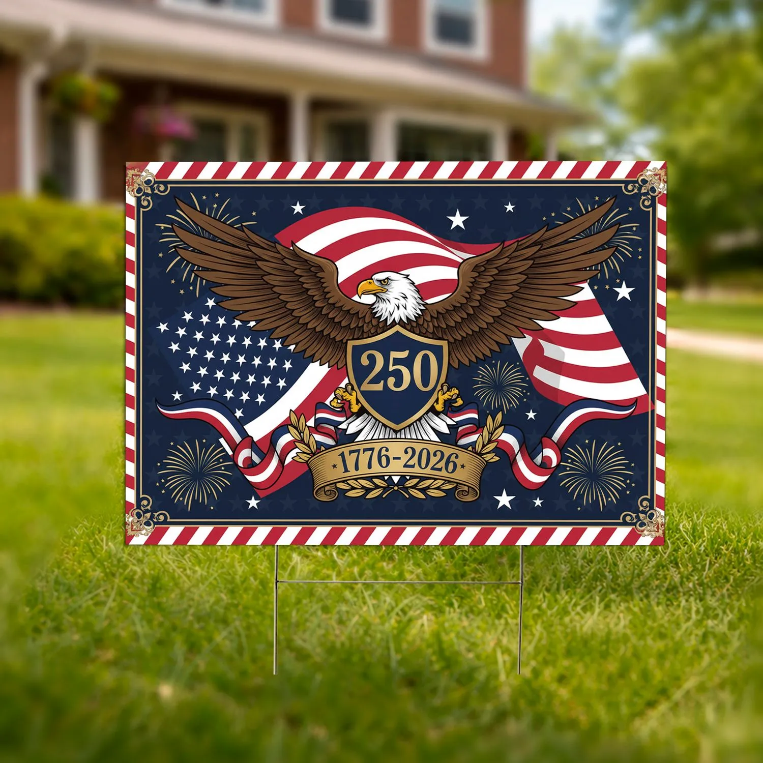 Bald Eagle American Flag 1776-2026 - USA 250th Anniversary Patriotic Gift for Veterans Yard Sign - 1