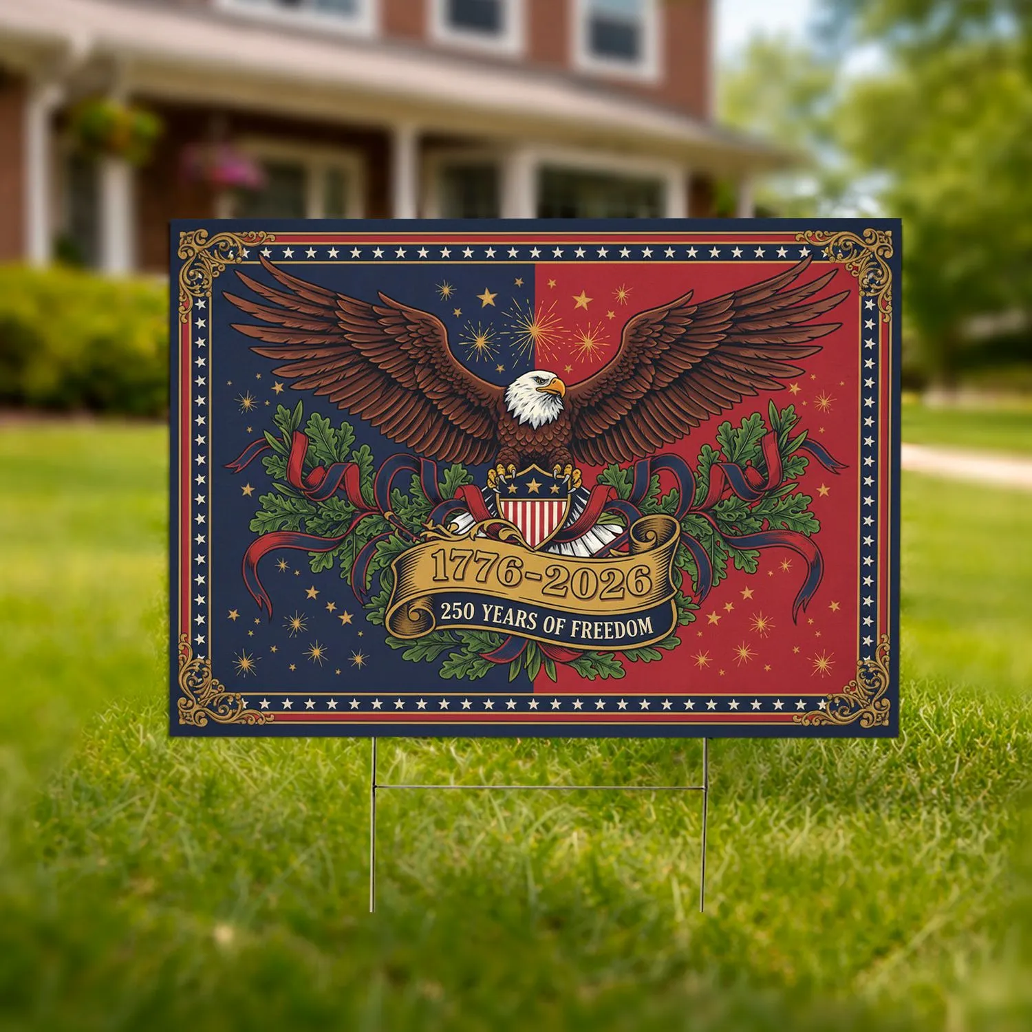 Bald Eagle American Flag 1776-2026 - USA 250th Anniversary Independence Day Gift for Dad Yard Sign - 1